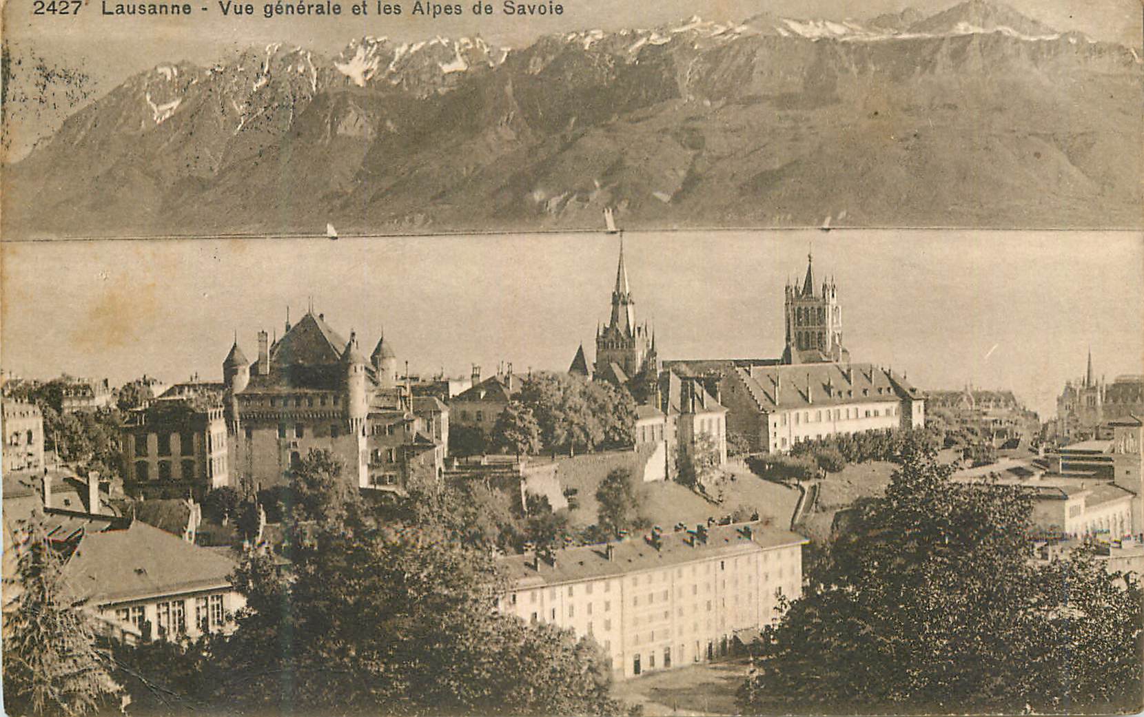 CPA Lausanne Vue generale et les Alpes de Savoie 