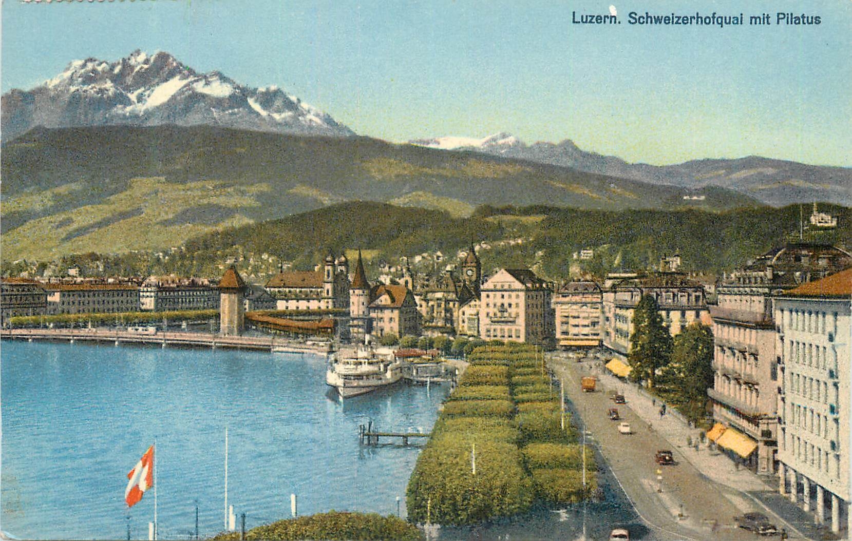 CPA Luzern Schweizerhofquai mit Pilatus 