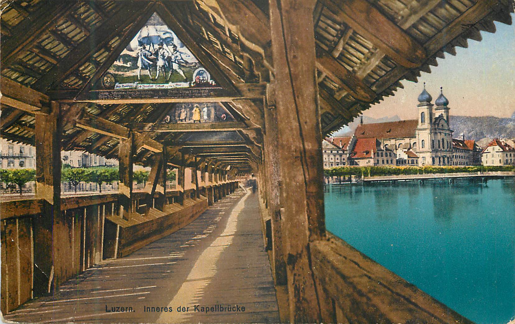 CPA Luzern Inneres der Kappelbrucke 