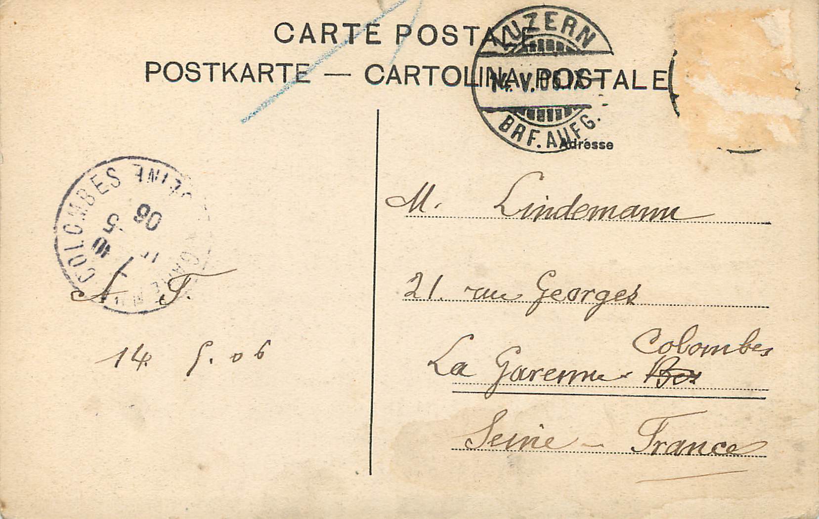 Lucerne und Pilatus — Panoramablick — Photolas Co. Edition, Zürich, Nr. 3435 — Rückseite