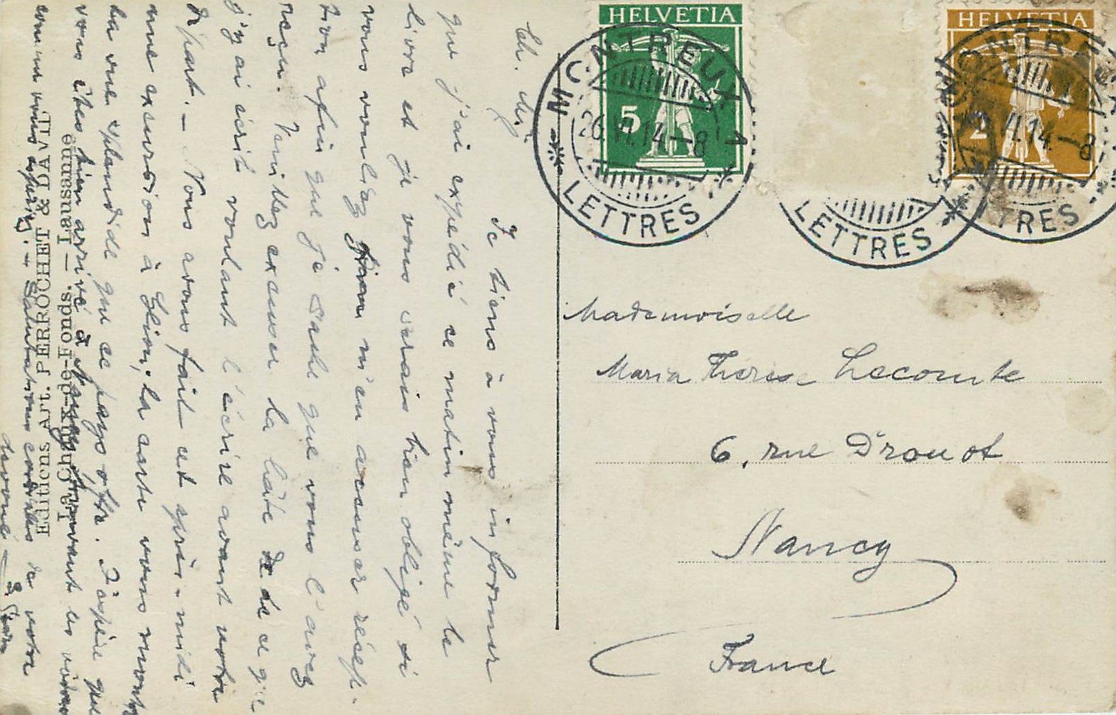 CPA Montreux Clarens et vevey vues de Glion  — Rückseite