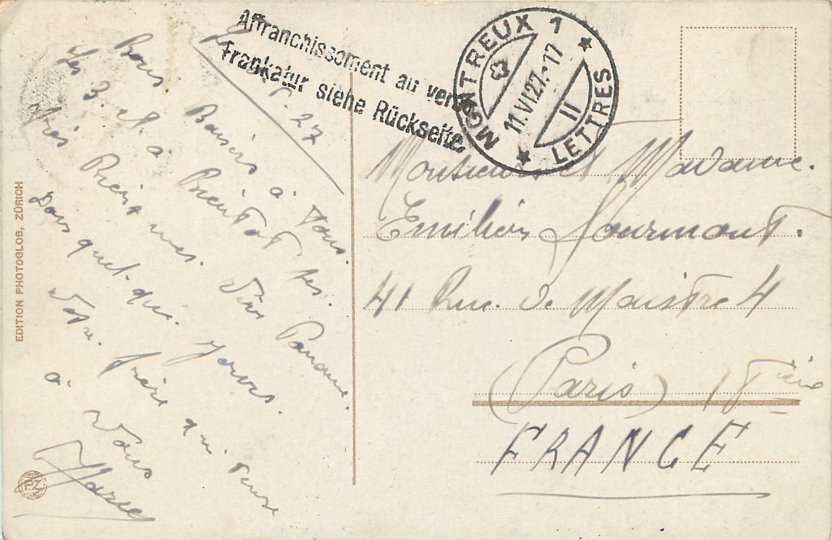 CPA Montreux et le Grammont  — Rückseite