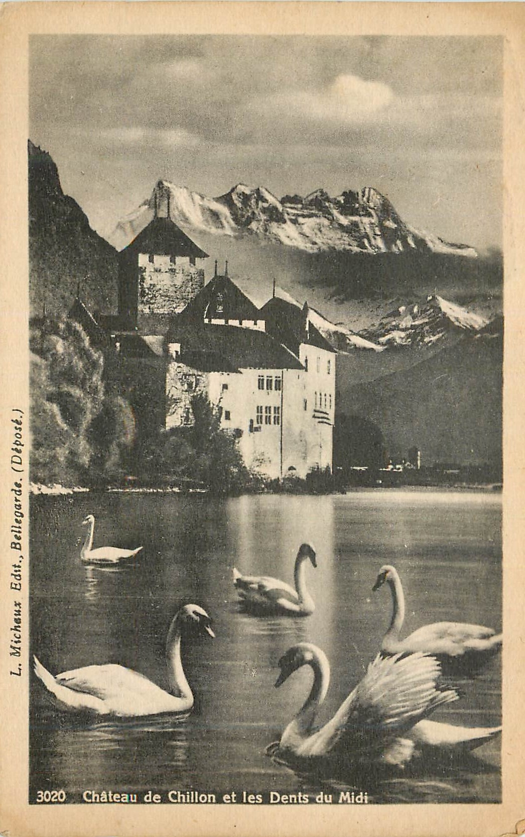 CPA Chateau de Chillon et les Dents du Midi Cygnes