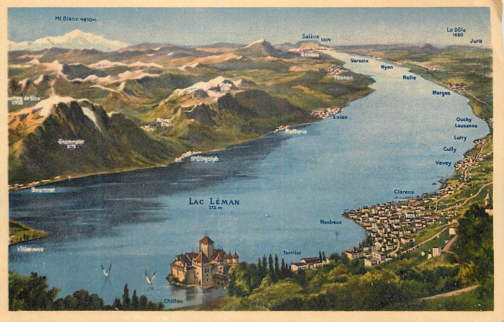 CPA Chillon Montreux et Panorama du Lac Leman 