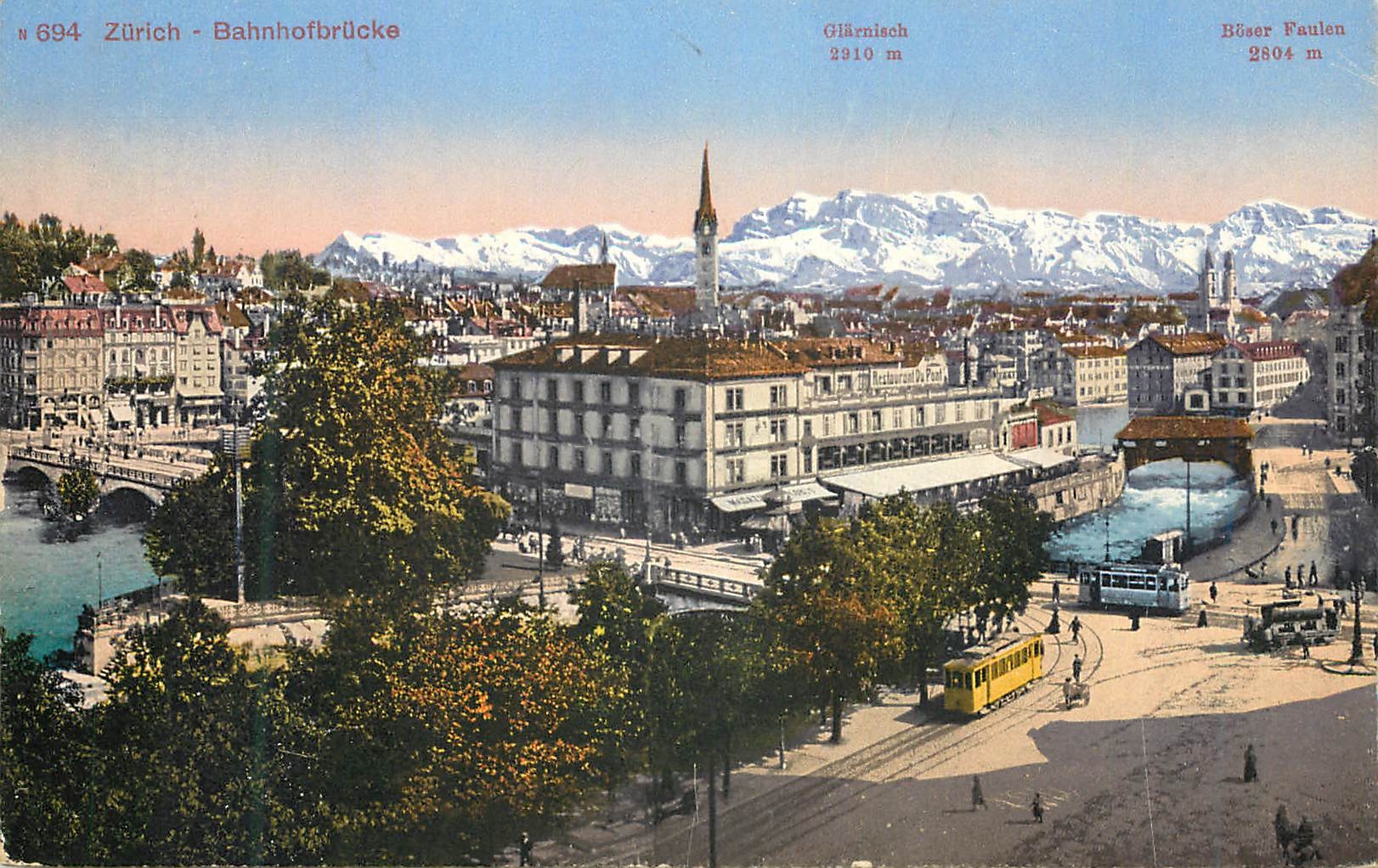 CPA Zurich Bahnhofbrucke Tramway