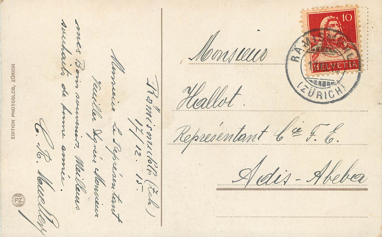 CPA Zurich Bahnhofbrucke Tramway — Verso