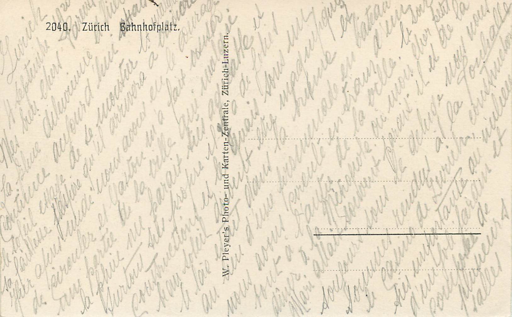 CPA Zurich Bahnhofplatz — Rückseite