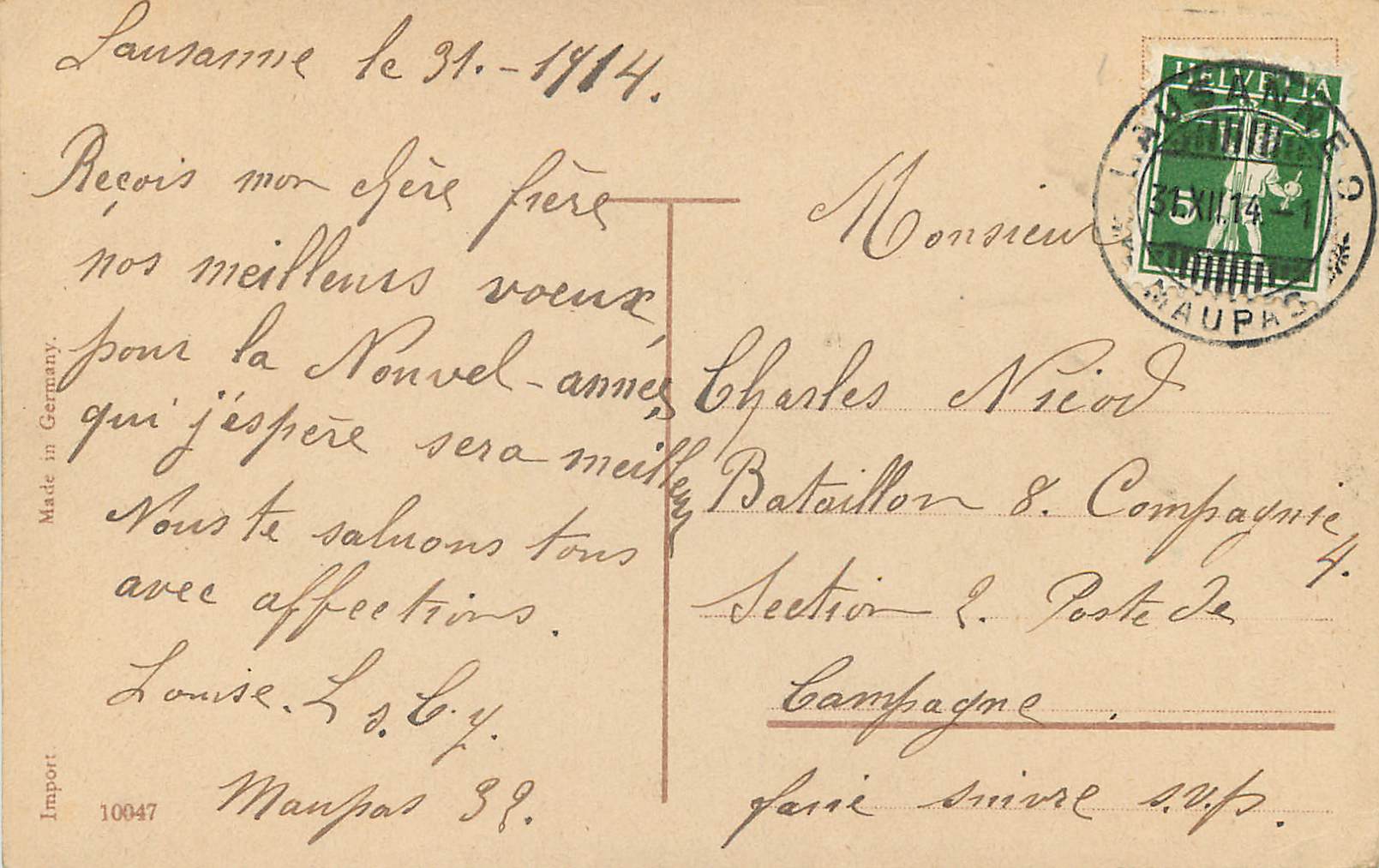CPA Bonne Annee  — Verso