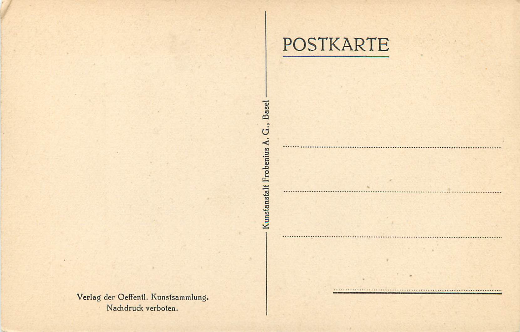 CPA Oeffentliche Kunstsammlung Basel Hans Holbein Erasmus von Rotterdam  — Verso