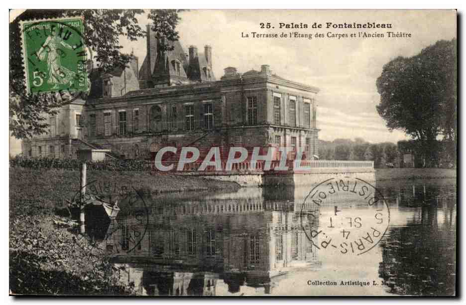 Palazzo di Fontainebleau — La Terrazza dell'Etang des Carpes e l'Antico Teatro — Collezione Artistica L. Menard n°25