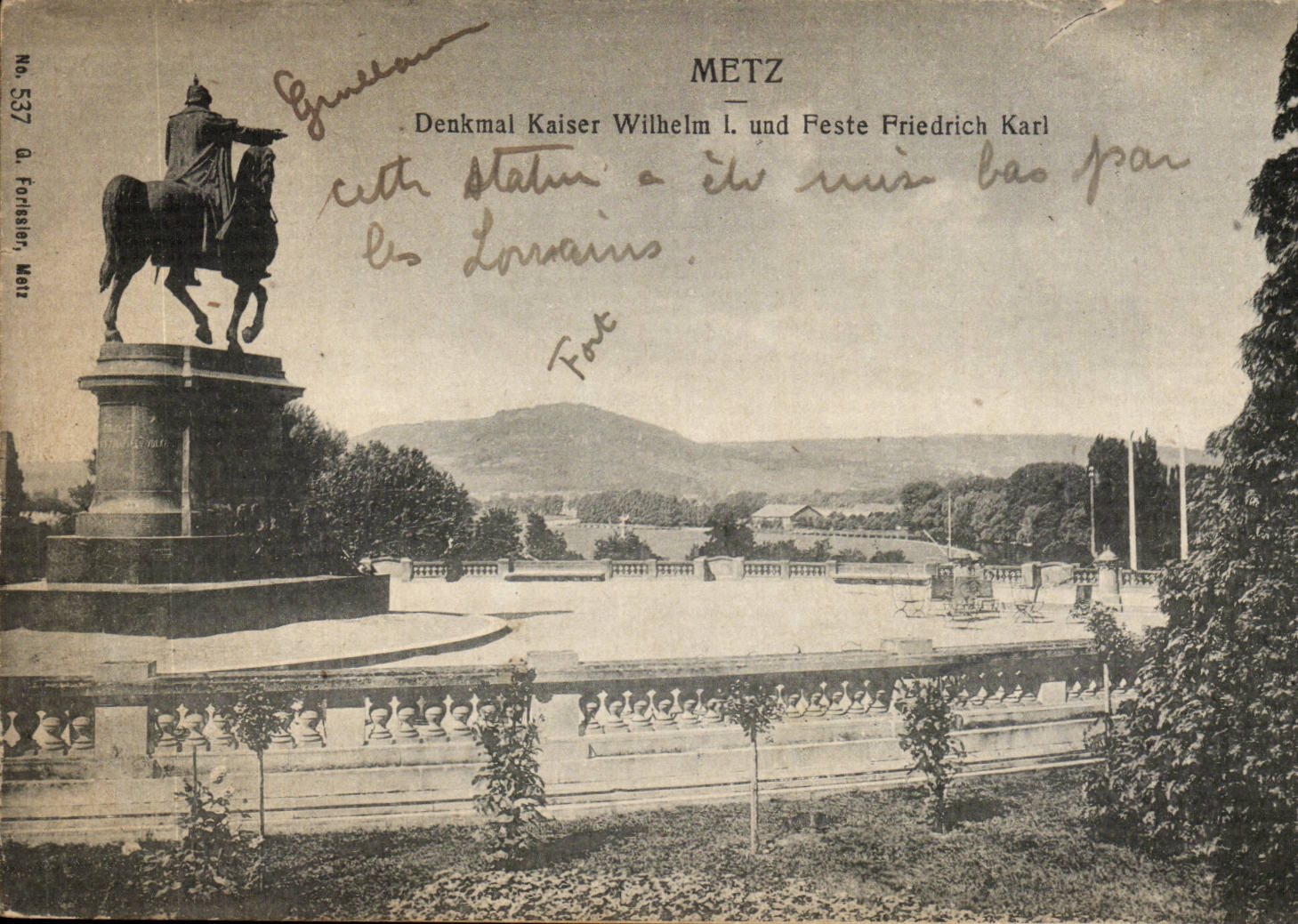 Metz — Monument à l'empereur Wilhelm Ier et fort Friedrich Karl — A. Forstner, n° 537