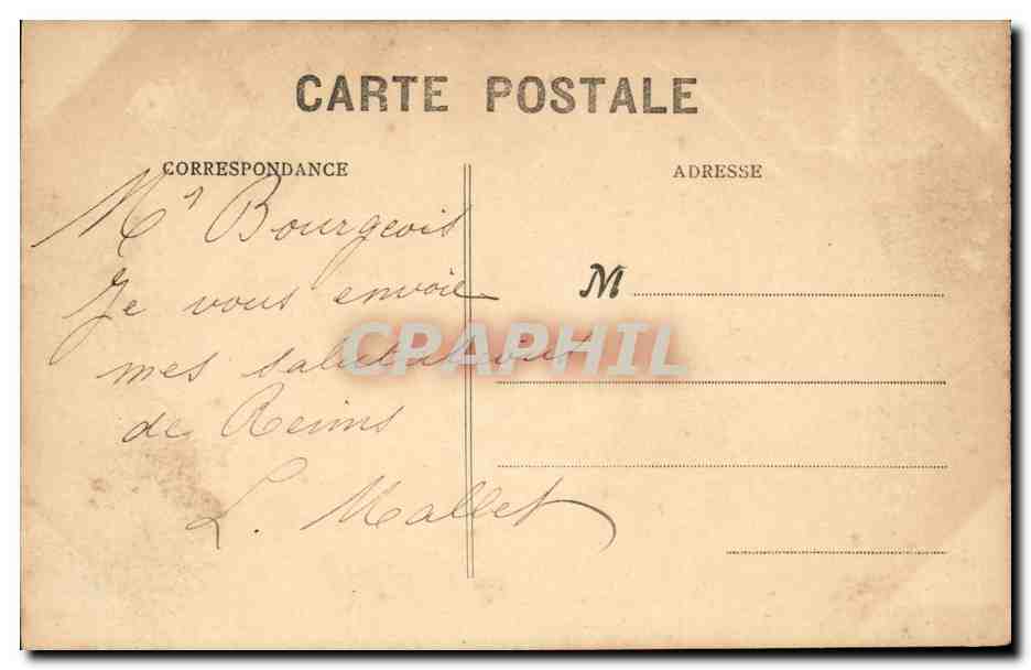 Reims CPA Dans les ruines apres la retraite des allemands Hotel de ville — Rückseite