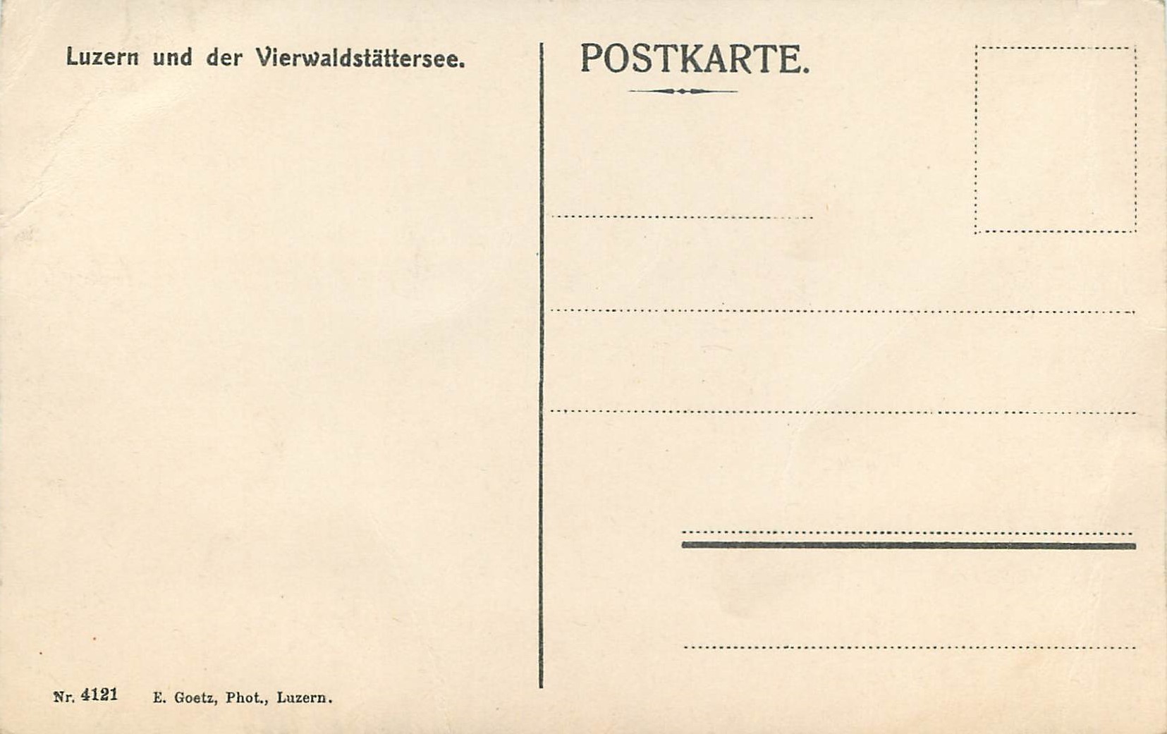 CPA Luzern und der Vierwaldstattersee E Goets Phot Luzern — Rückseite