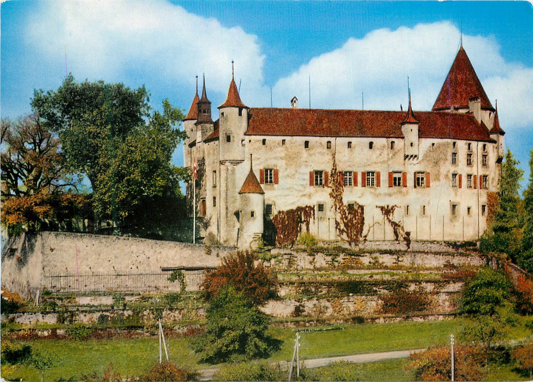 CPM Chateau d Oron Photo Izard Imprime en Suisse Edition Perrochet Lausanne Photo couluer Reproduction Interdite