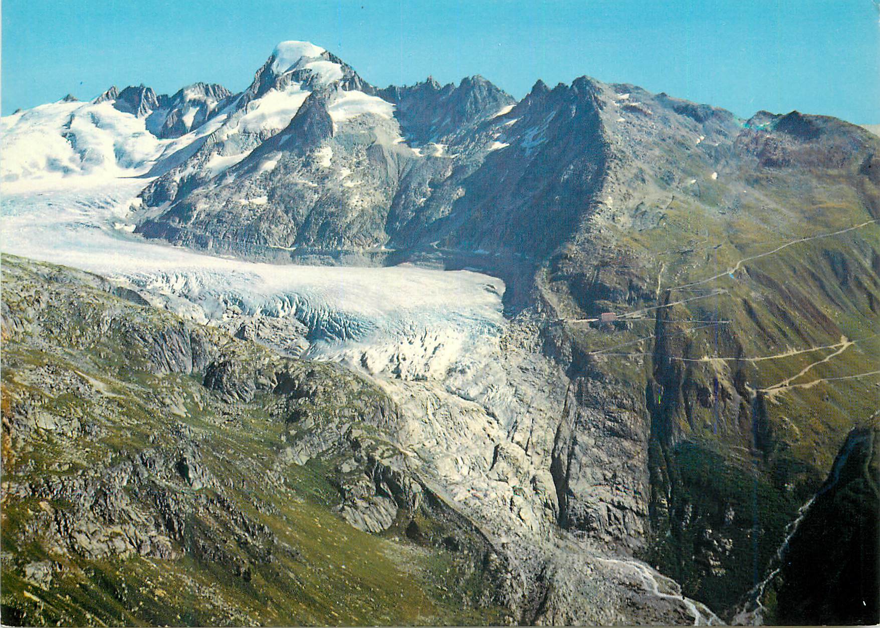 CPM Rhonegletscher mit Furkapass und Galenstock Aufnahme und Verlag Photohaus Geiger Films Waldhaus