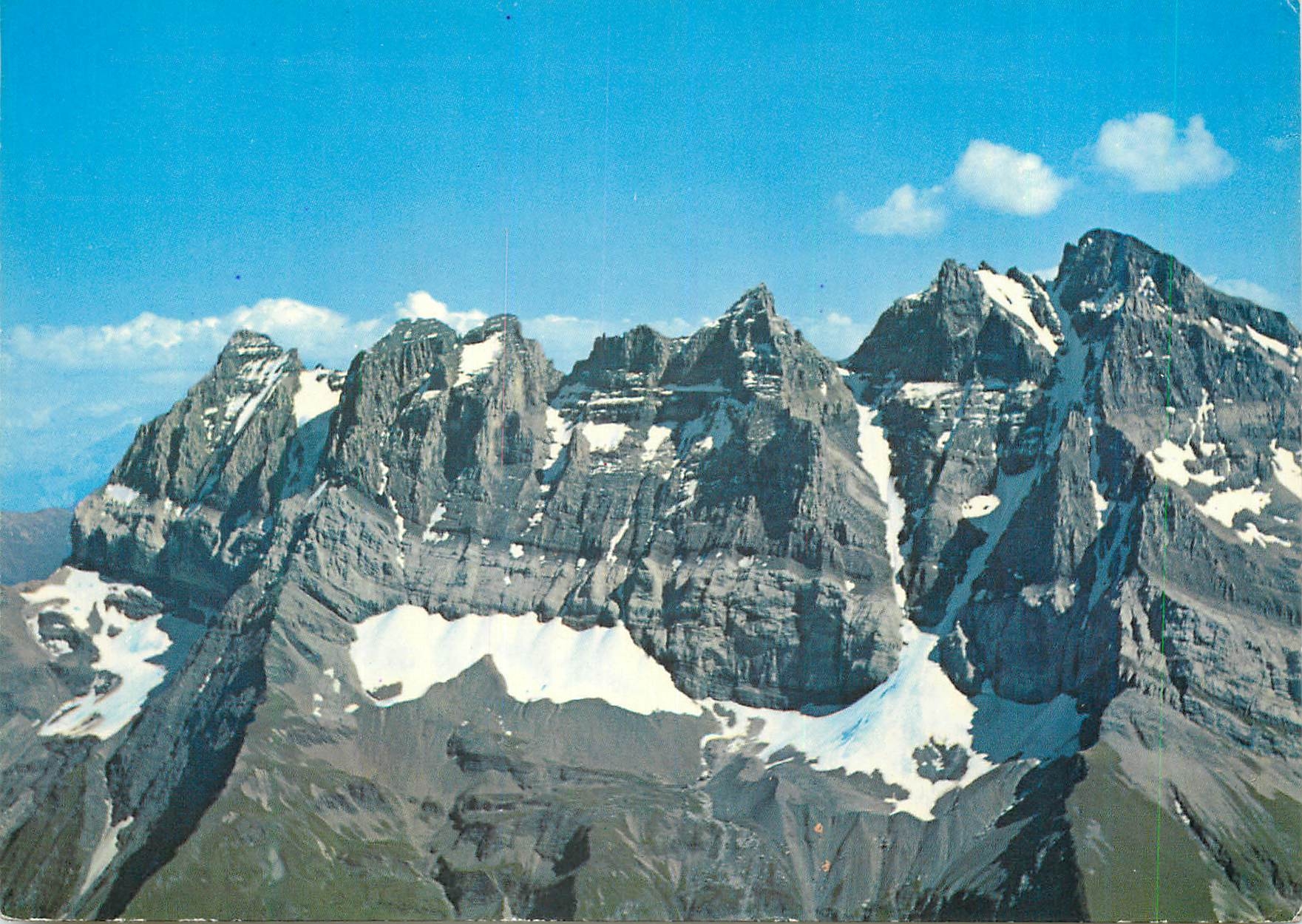 CPM Massif des Dents du Midi Vue aerienne Cime de l Est m Forteresse m Cathedrale m Eperon m Dent Jaune m Le Doigt m Hau