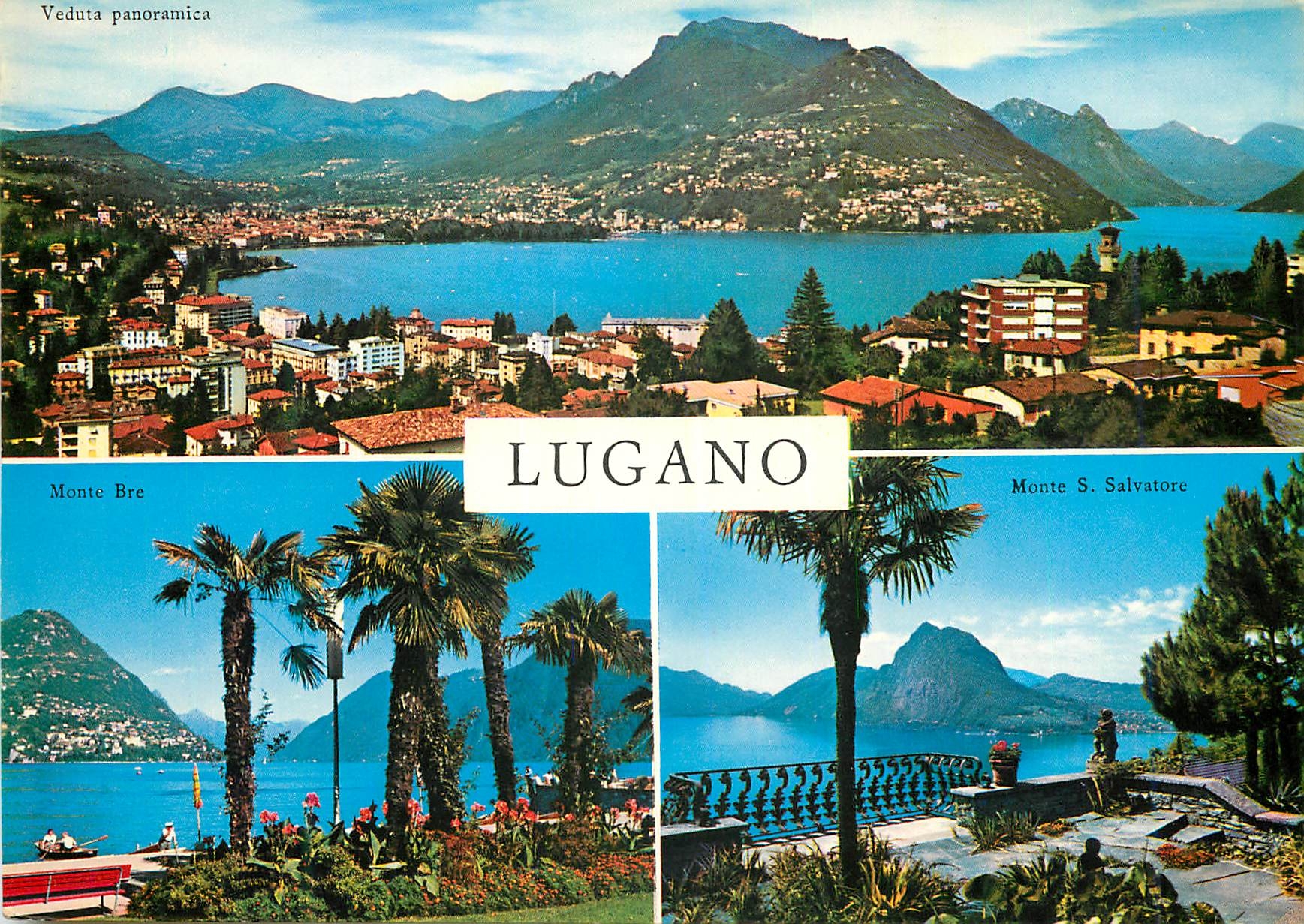 CPM Lugano Veduta panoramica Monte Bre Monte S Salvatore Vedute di Lugano Vues de Lugano Anaichten von Lugano 