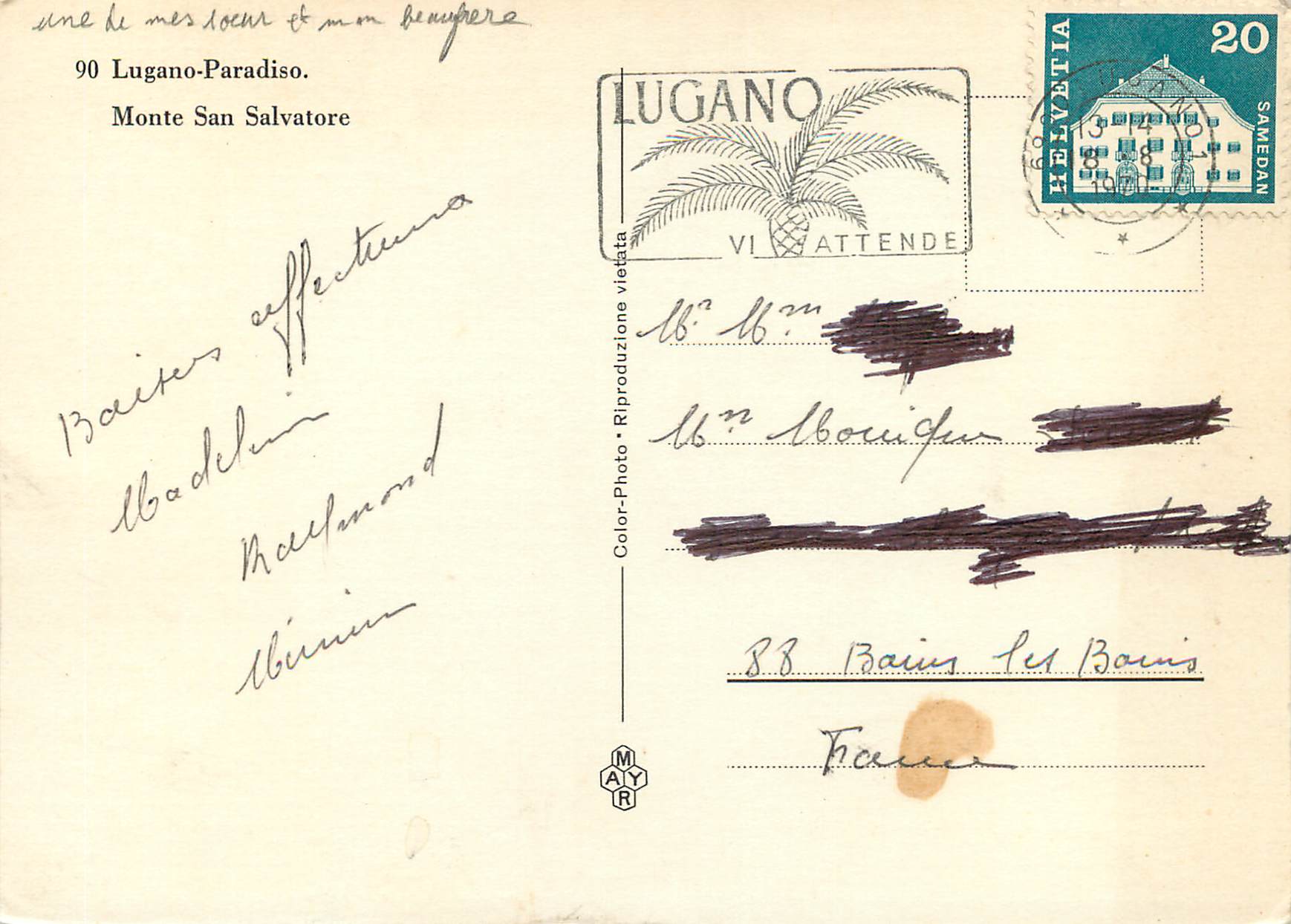 CPM Lugano Paradiso Monte San Salvatore — Rückseite