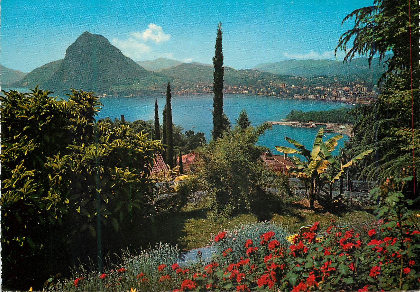 CPM Lugano Lago di Lugano Monte S Salvatore visto de Castagnola Blick von Castagnola auf den Luganer See und Monte S Sal
