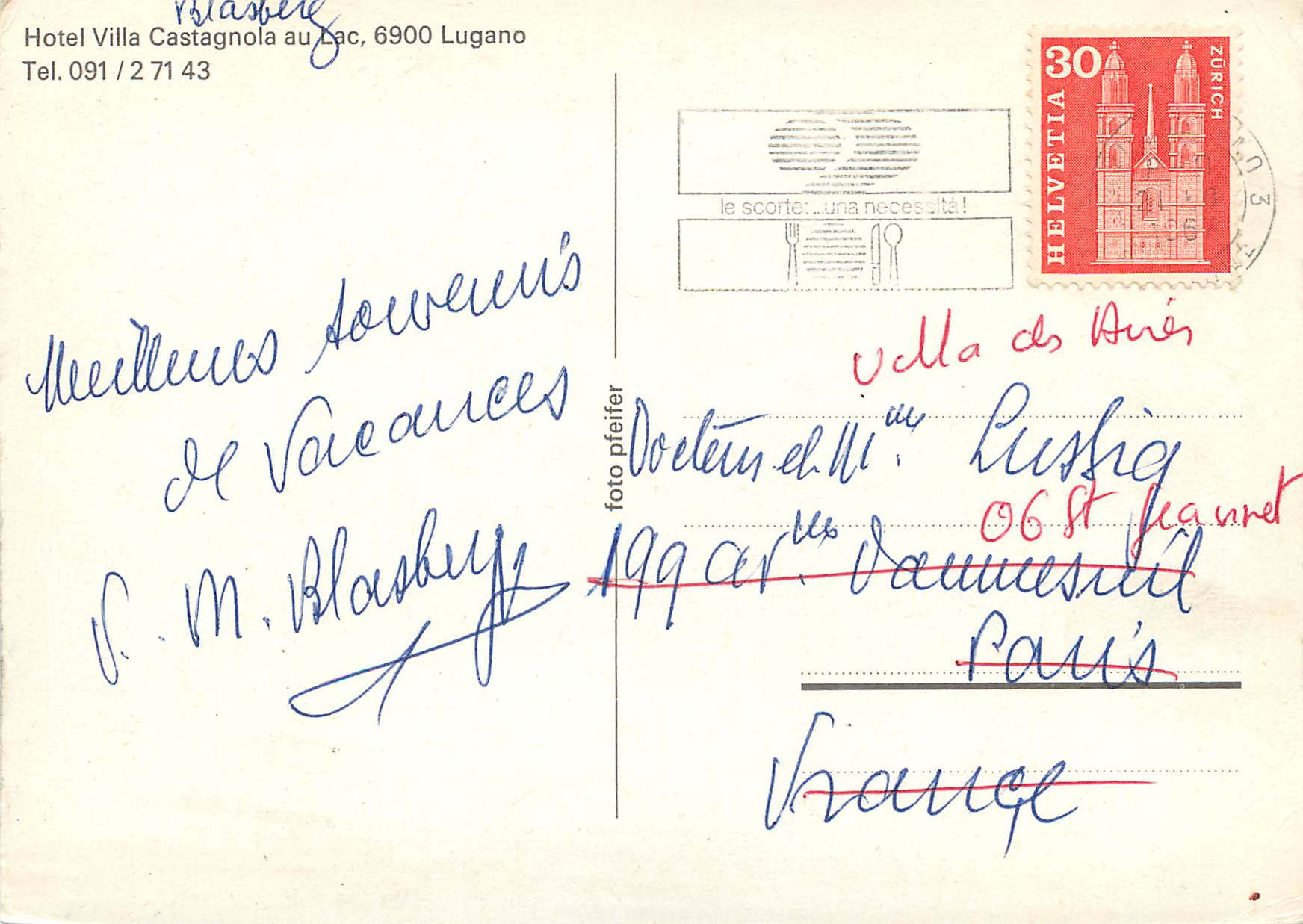 CPM Hotel Villa Castagnola au Lac Lugano  — Rückseite