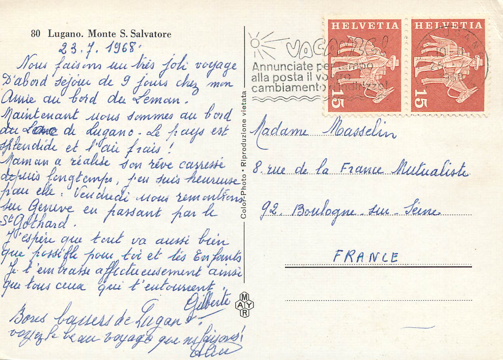 CPM Lugano Monte S Salvatore — Verso