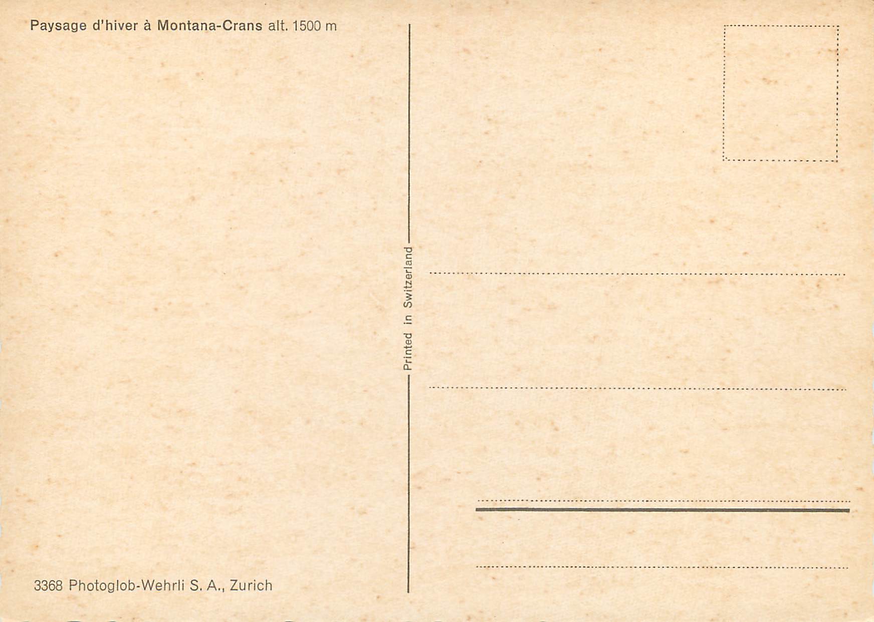 CPM Paysage d hiver a Montana Crans alt — Verso