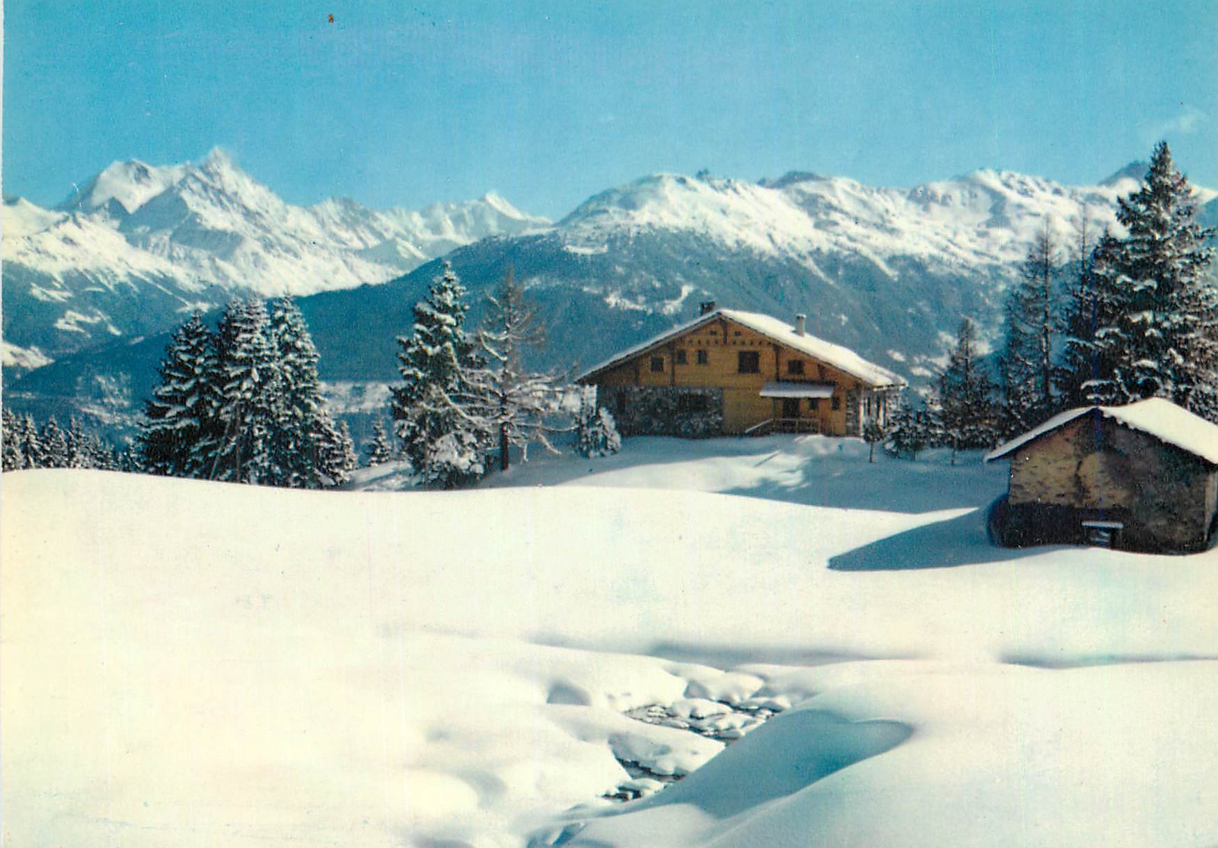 CPM Montana Crans Mo Paysage de neige et le Weisshorn m