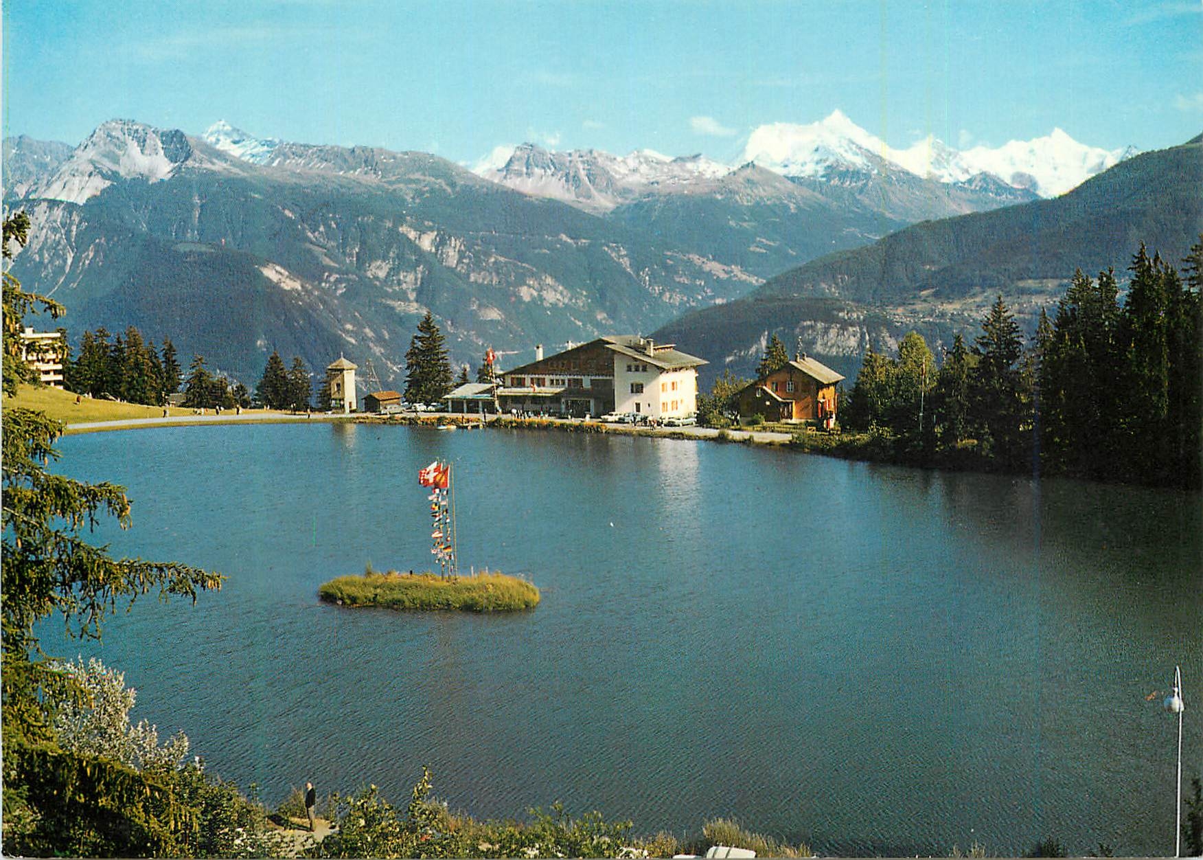 CPM Montana Crans alt Le lac Grenon et vue sur le Weisshorn Photoglob Wehrli S A Zurich Vevey