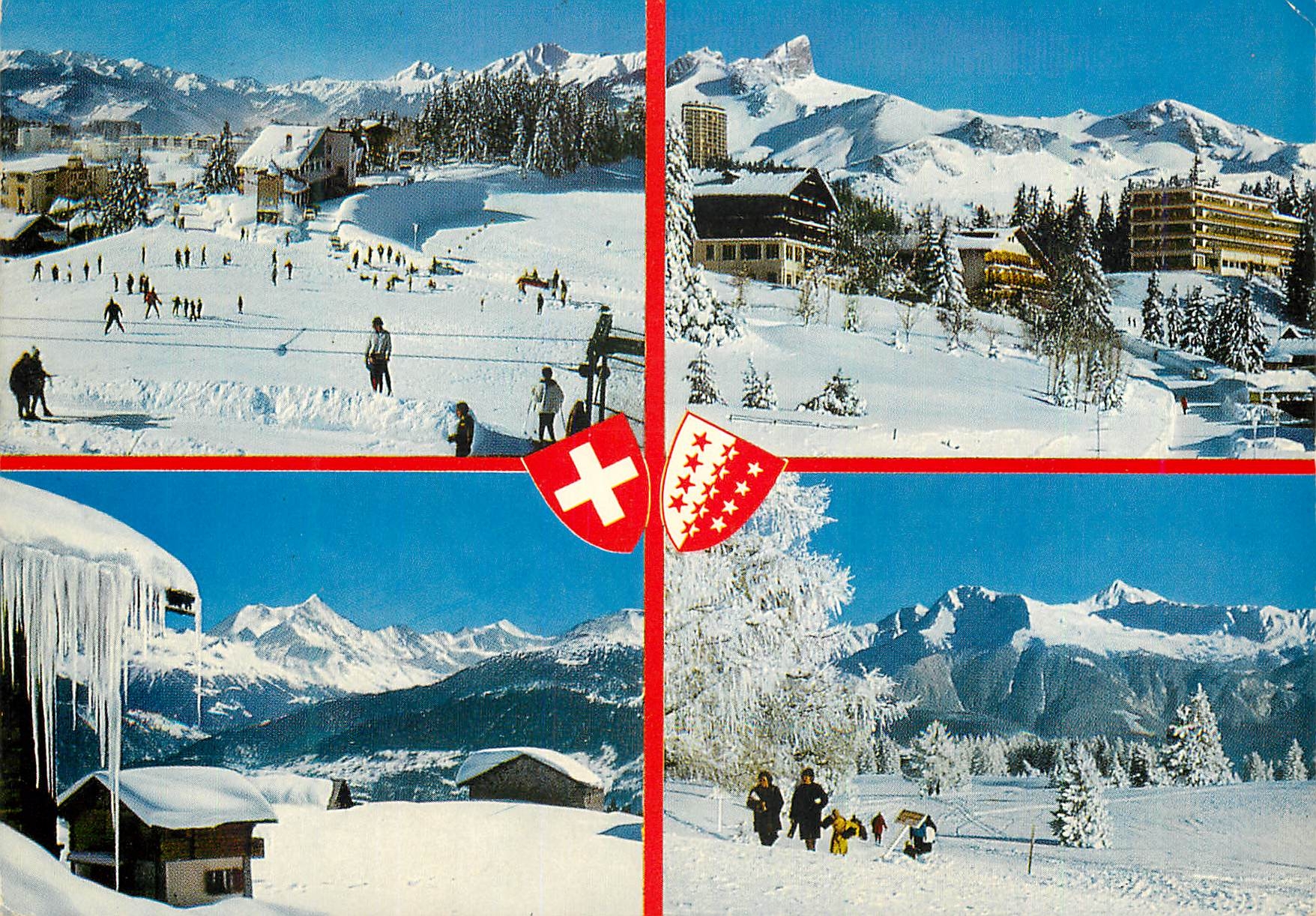 CPM Montana Crans m Vues hivernales Imprime en Suisse Crans sur Sierre Soleil Niege Sports
