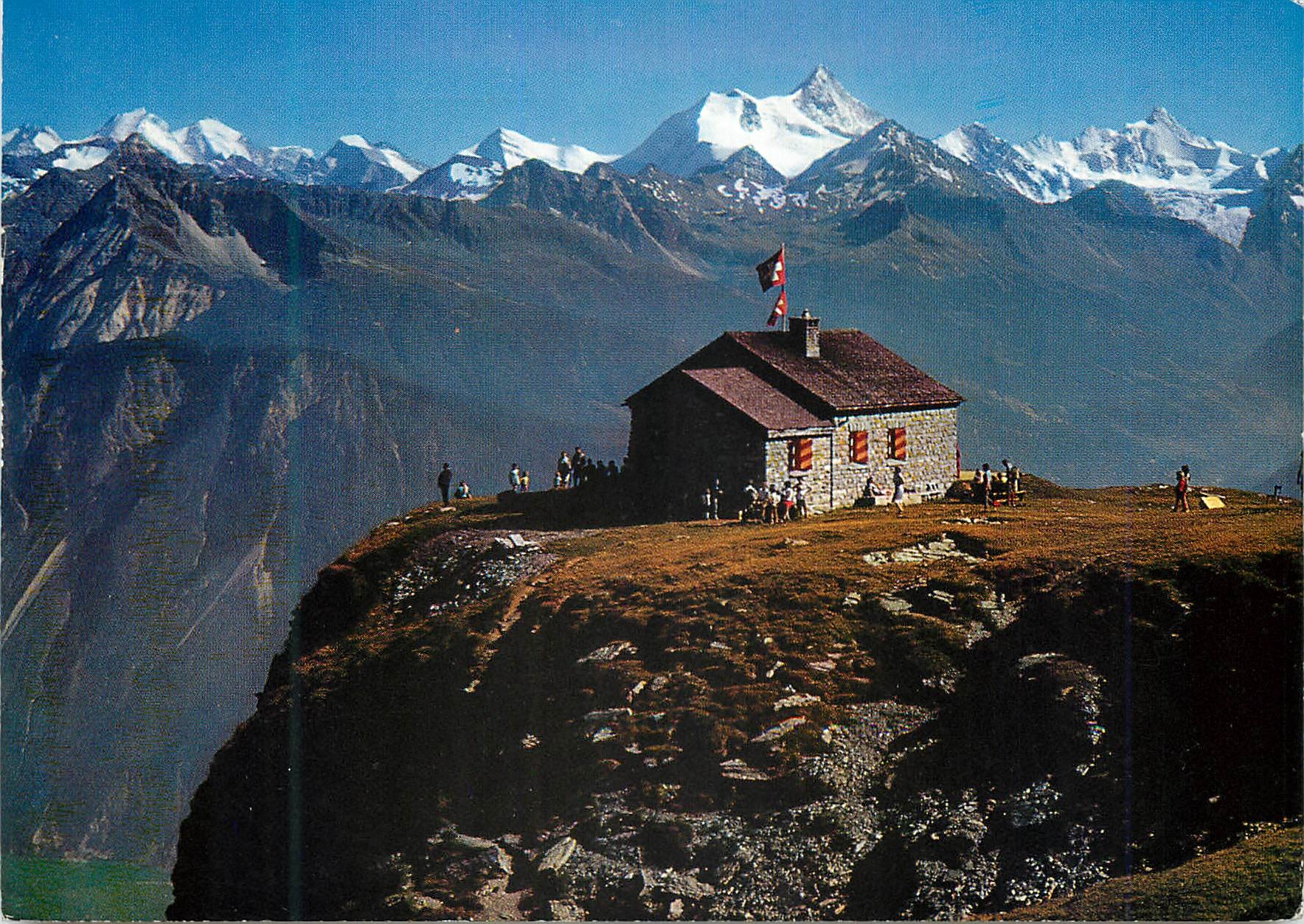 CPM Montana Crans La cabane des Violettes C A S le Dom Mischabel le Weisshorn et le Rothorn de Zinal