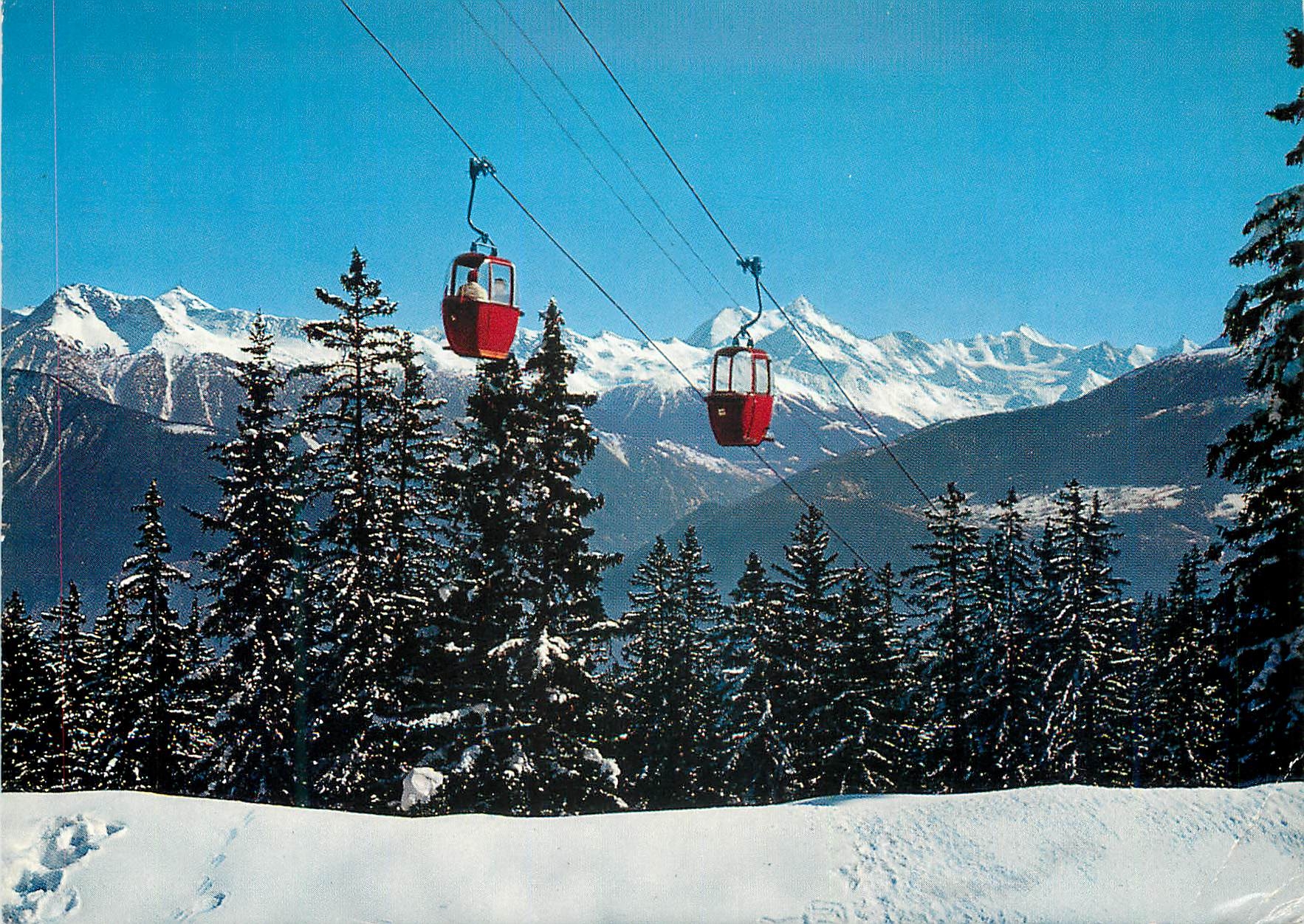 CPM Crans Montana alt m Le telecabine du Grand Signal et le Weisshorn Montana Vermala Vacances Ensoleillees