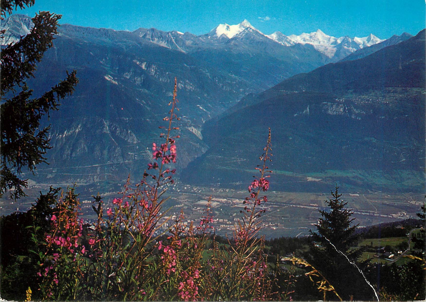 CPM Schweiz Suisse Switzerland Crans Montana Vue sur Sierre Val d Anniviers et Weisshorn