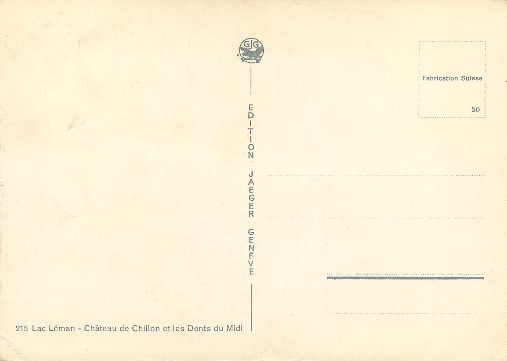 CPM Lac Leman Chateau de Chillon et les Dents du Midi Cygnes — Verso