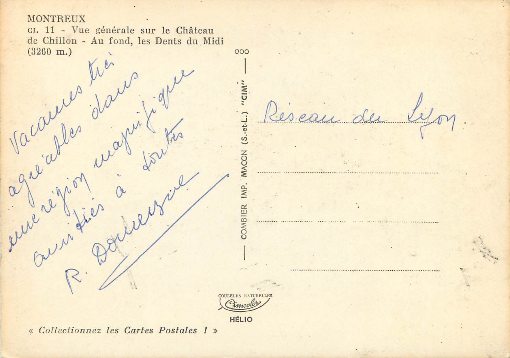 CPM Montreux Vue generale sur le Chateau de Chillon Au fond les Dents du Midi Collectionnez les Cartes Postales — Rückseite