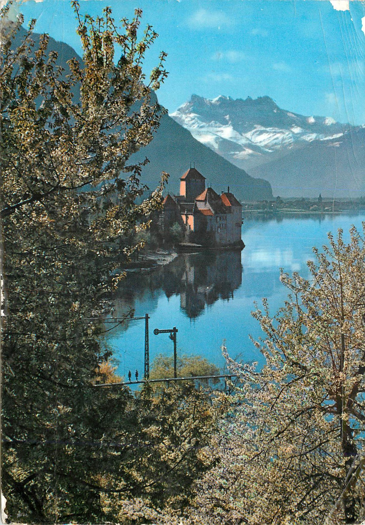 Château de Chillon — lac Léman, montagnes enneigées — Photoglob-Wehrli SA, n° 2413