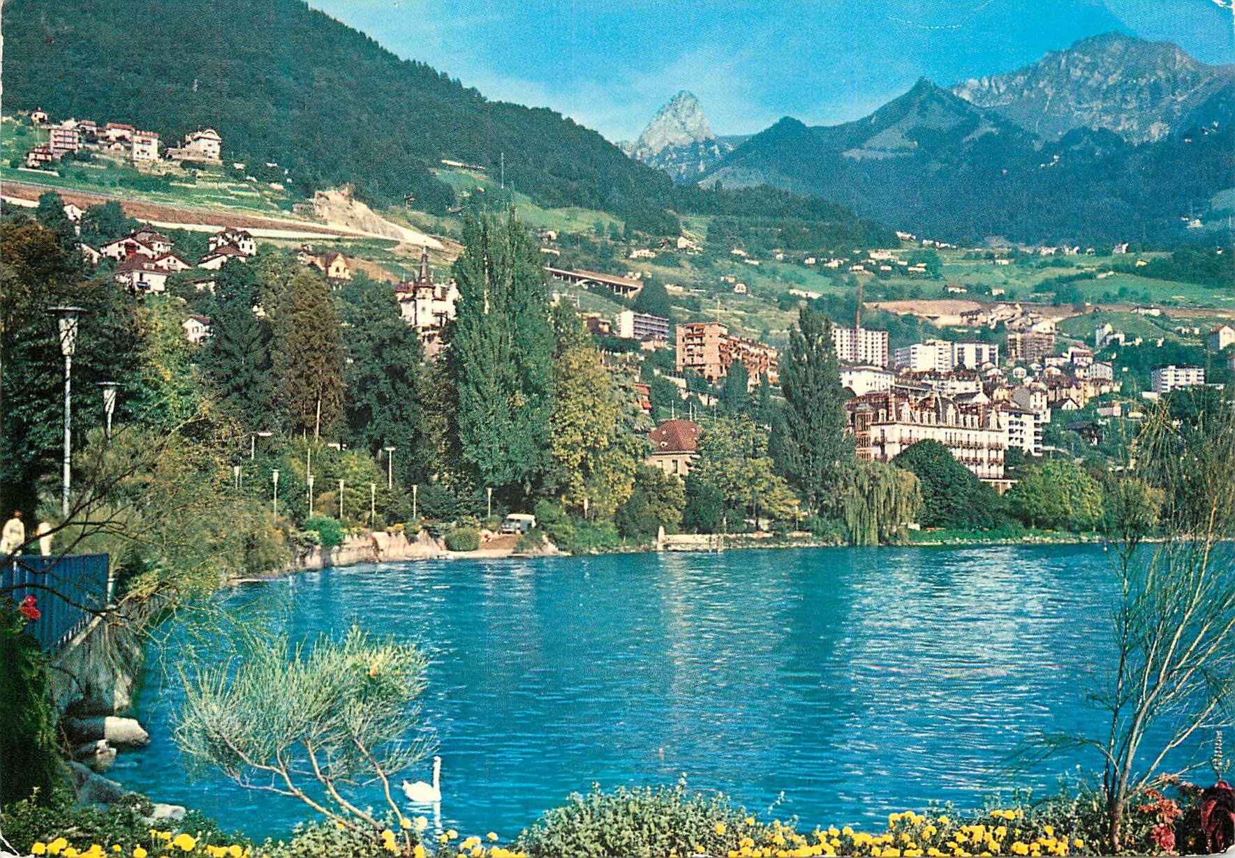 CPM Montreux Baie de Clarens avec Rochers de Naye et Dent de Jaman Bucht von Giffons mit Rochers de Naye und Dent