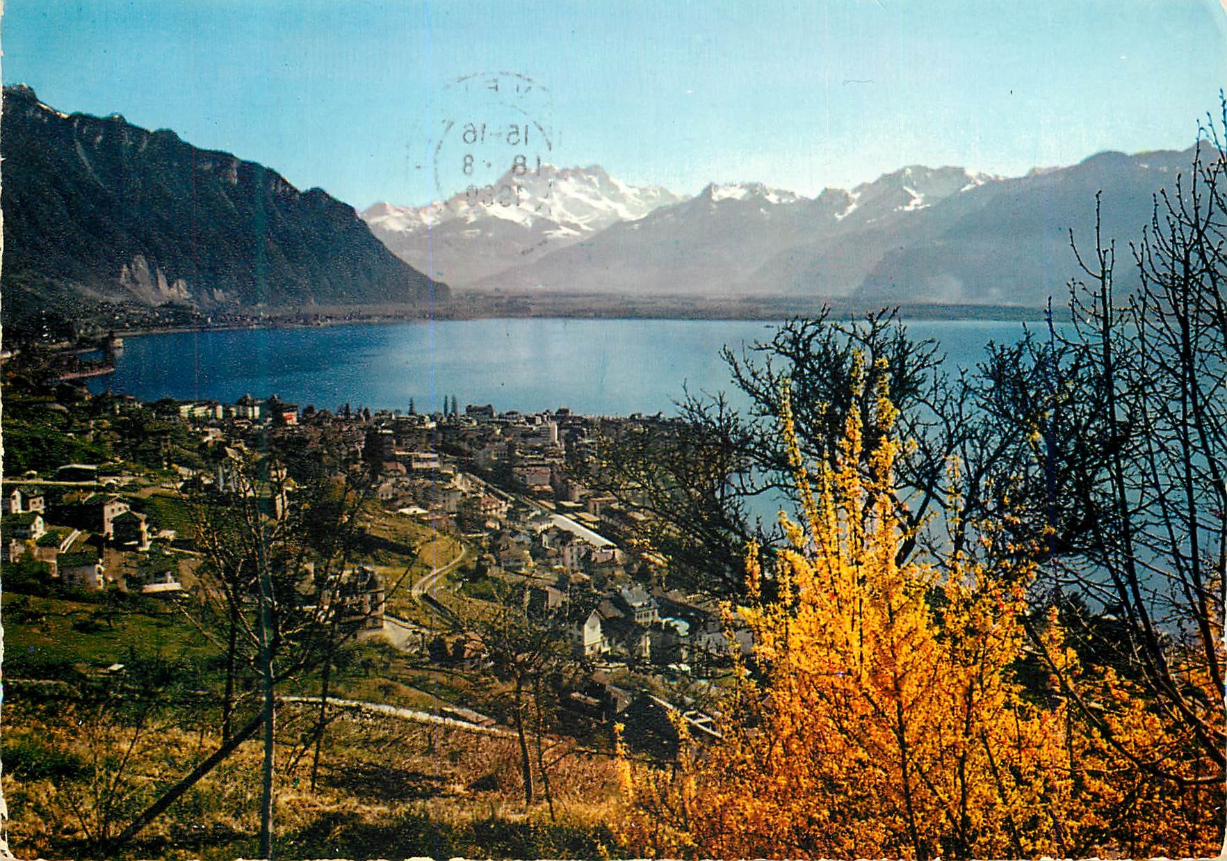 CPM Montreux Vue generale et les Dents du Midi Iris Mexichrome Helvetia