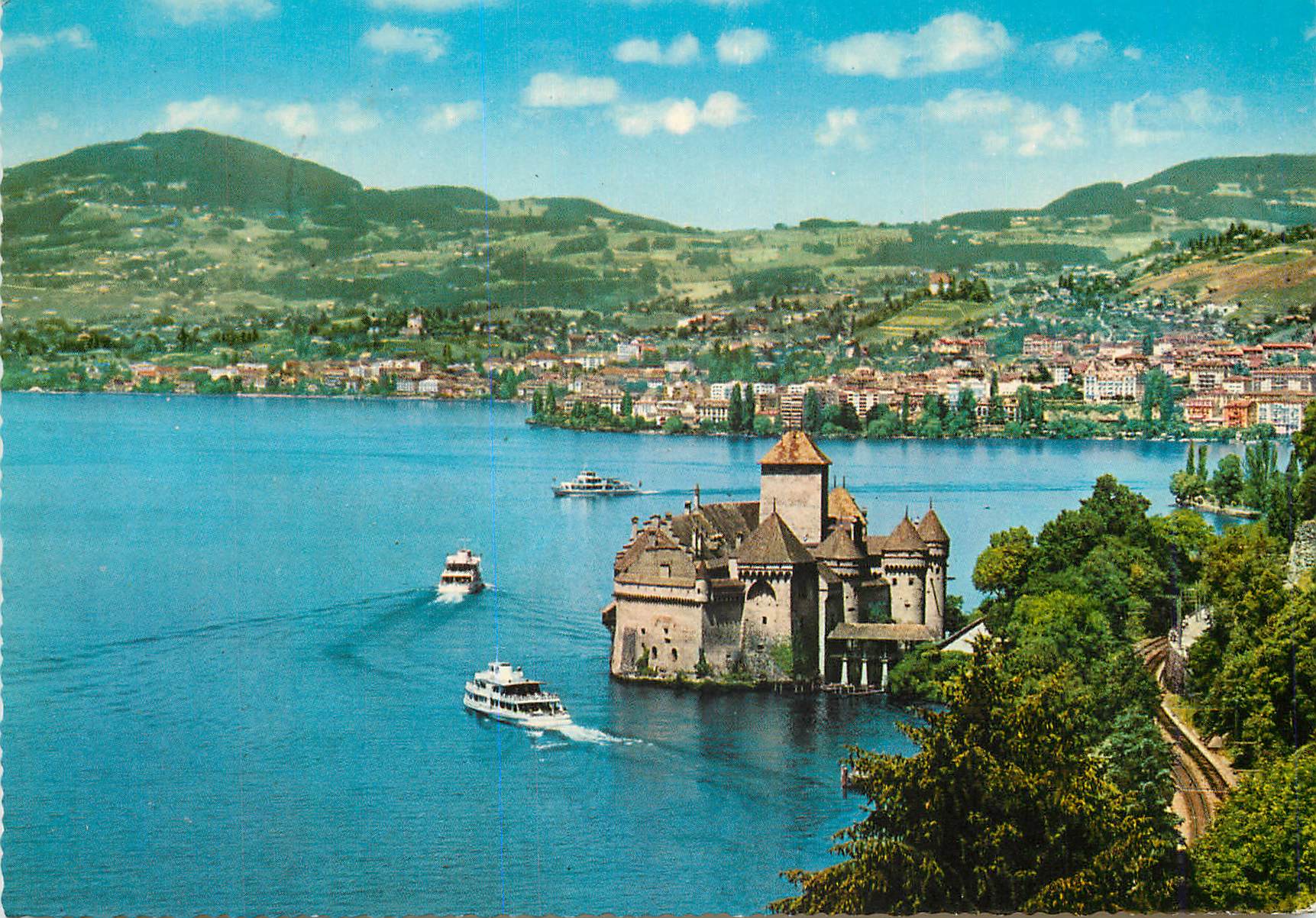 CPM Montreux Vue sur la Baie et le Chateau de Chillon Blick auf die Bucht und das Schloss Chillon Veduta sulta baia ed i