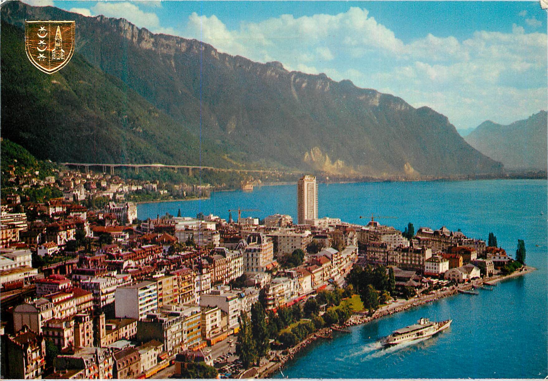 CPM Montreux La Grand Rue et le Dents barcadere Dei Haupstrasse und der Ausschiffung shafen Aigle carrefour de tourisme 