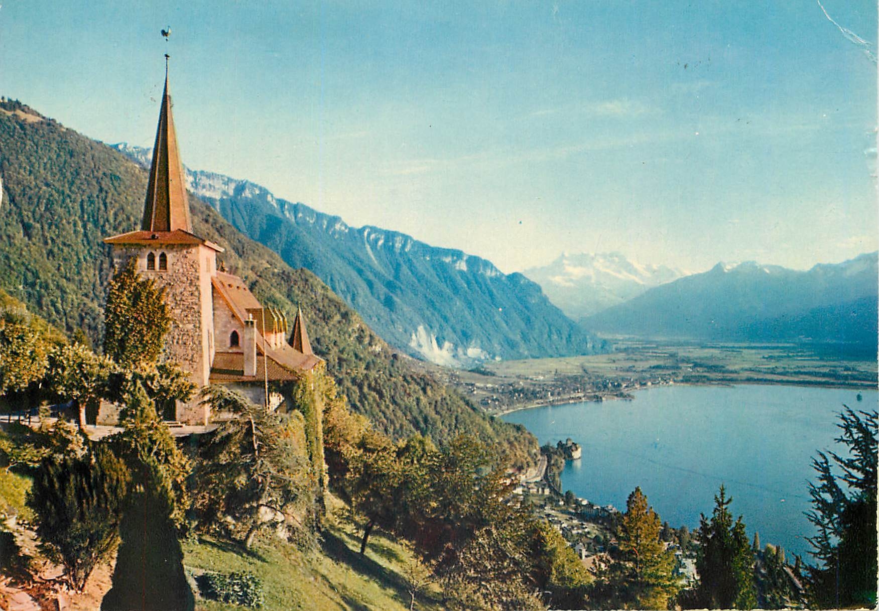 CPM Montreux L eglise de Glion et les dents du Midi Nouvelles Notizario Helvetia Iris Mexichrome Reproduction Interdite