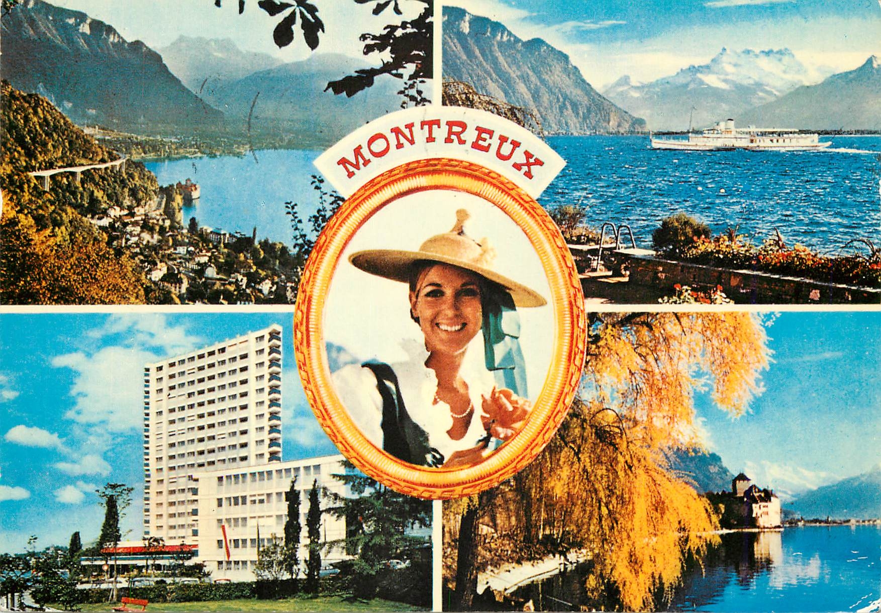 CPM Montreux Chateau de Chillon Dents du Midi et autoroute Lac Leman et Dents du Midi Eurotel Chateau de Chillon et les 