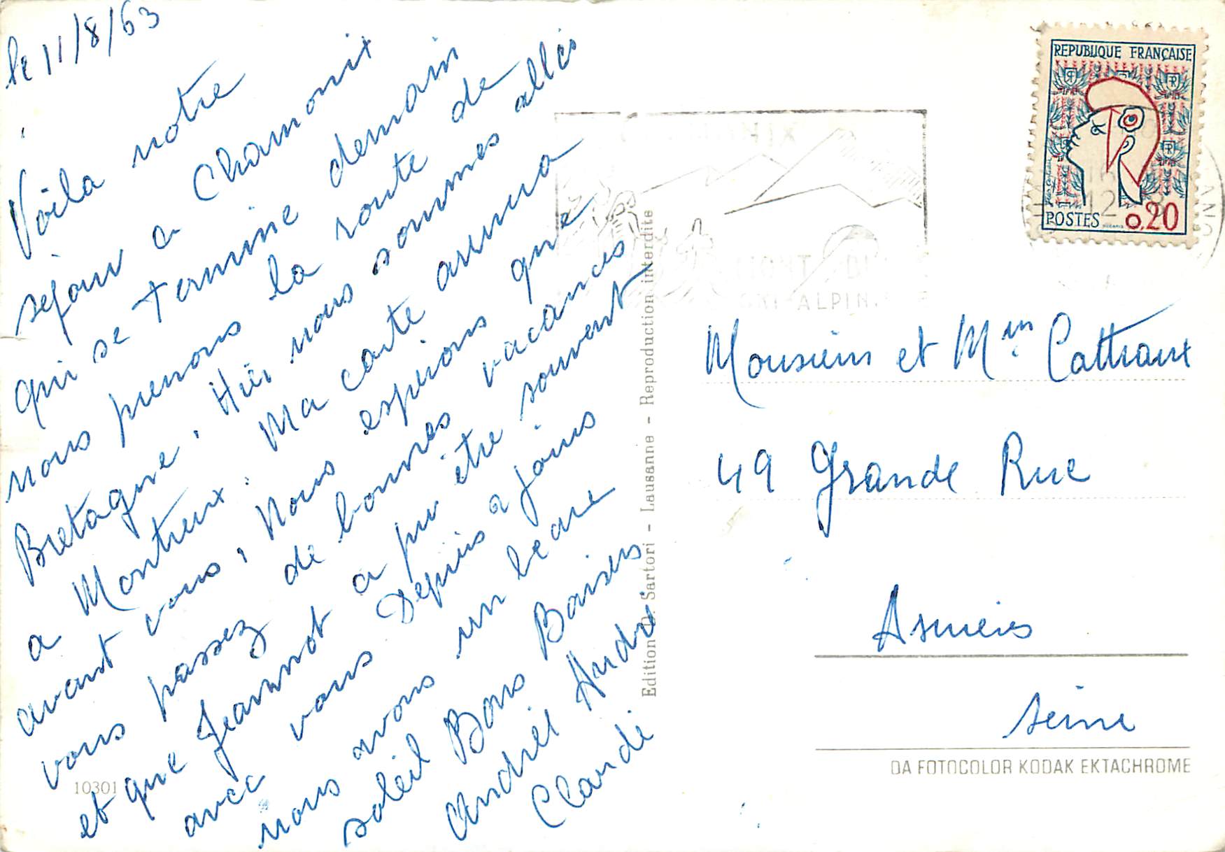 CPM Montreux Territet Republique Francaise — Rückseite