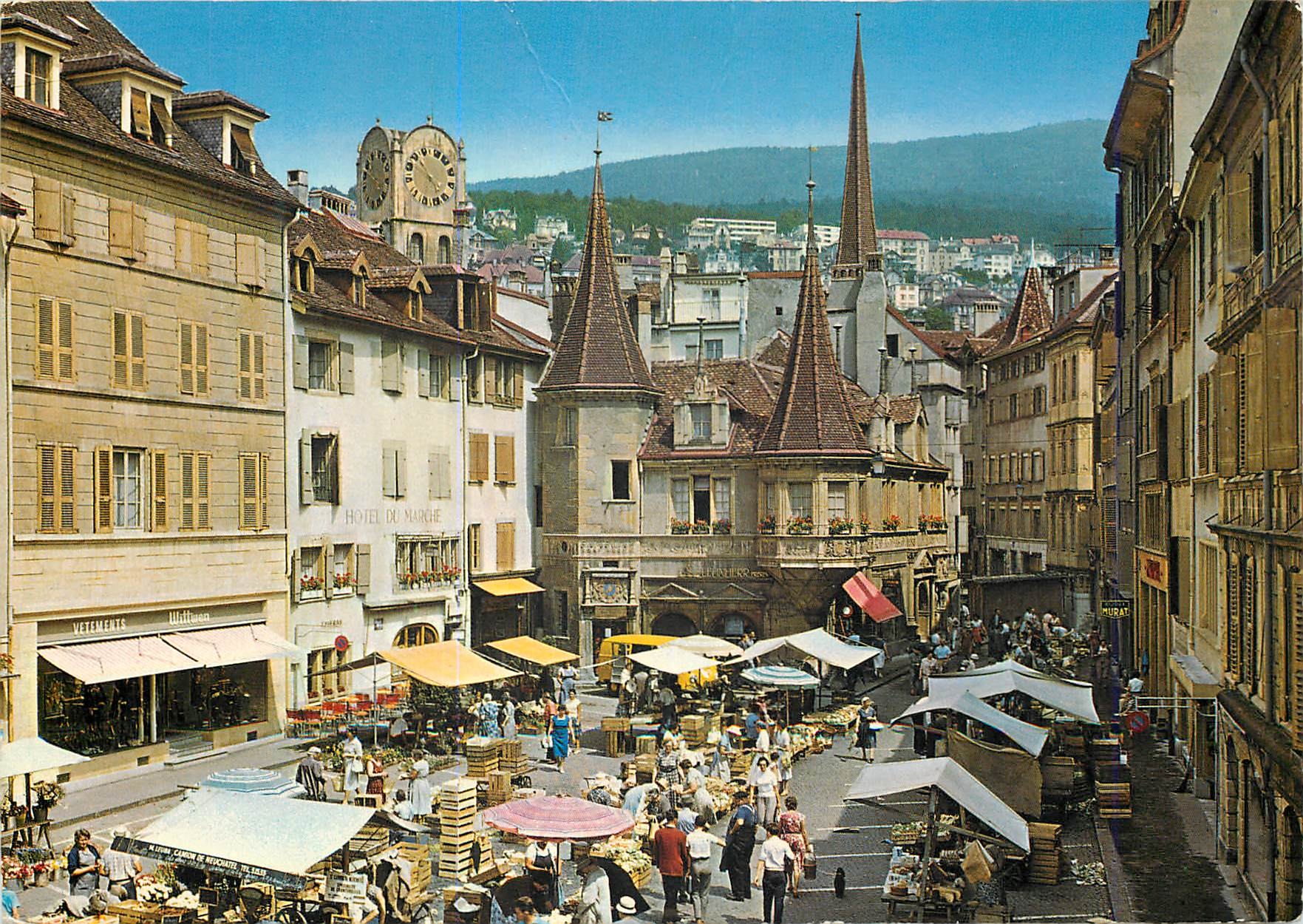 CPM Neuchatel Le marche Helvetia Photoglob Wehrli S A Zurich Vevey
