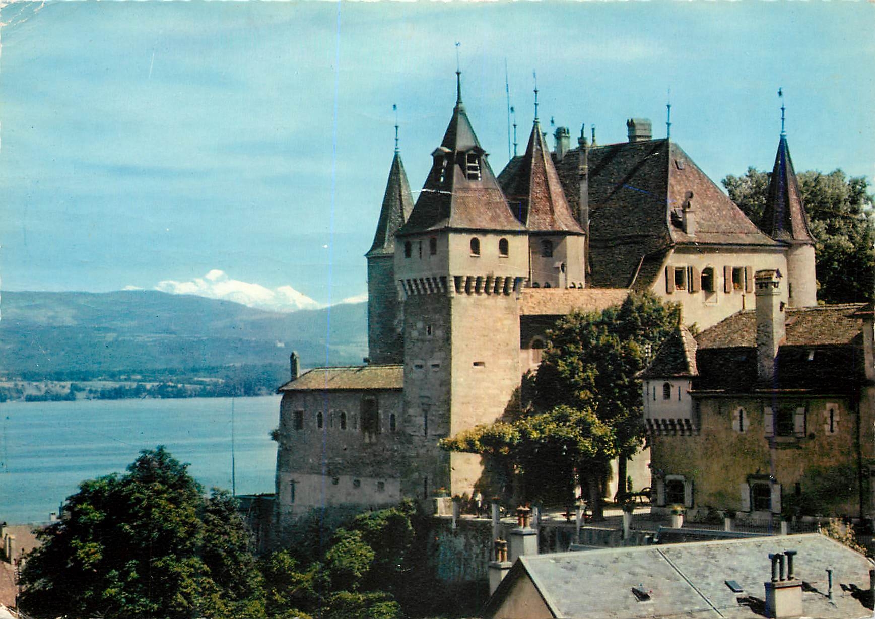 CPM Nyon Le Chateau et le Mont Blanc Iris Mexichrome Reproduction interdite Editions jaeger Geneve