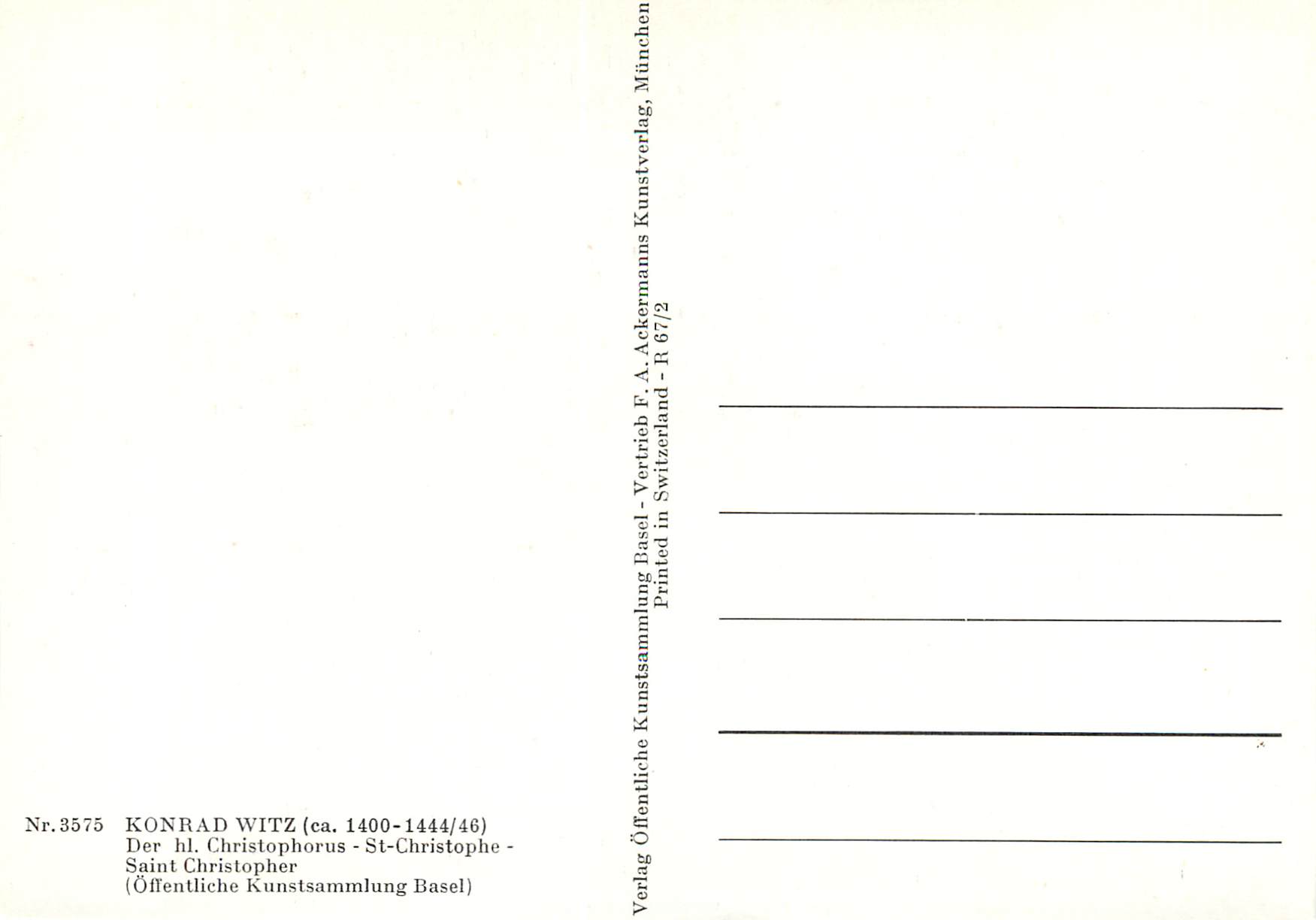 CPM Konrad Witz Der hl Christophorus St Christophe Offentliche Kunstsammlung Basel Verlag Offentliche Kunstsammlung Base — Verso