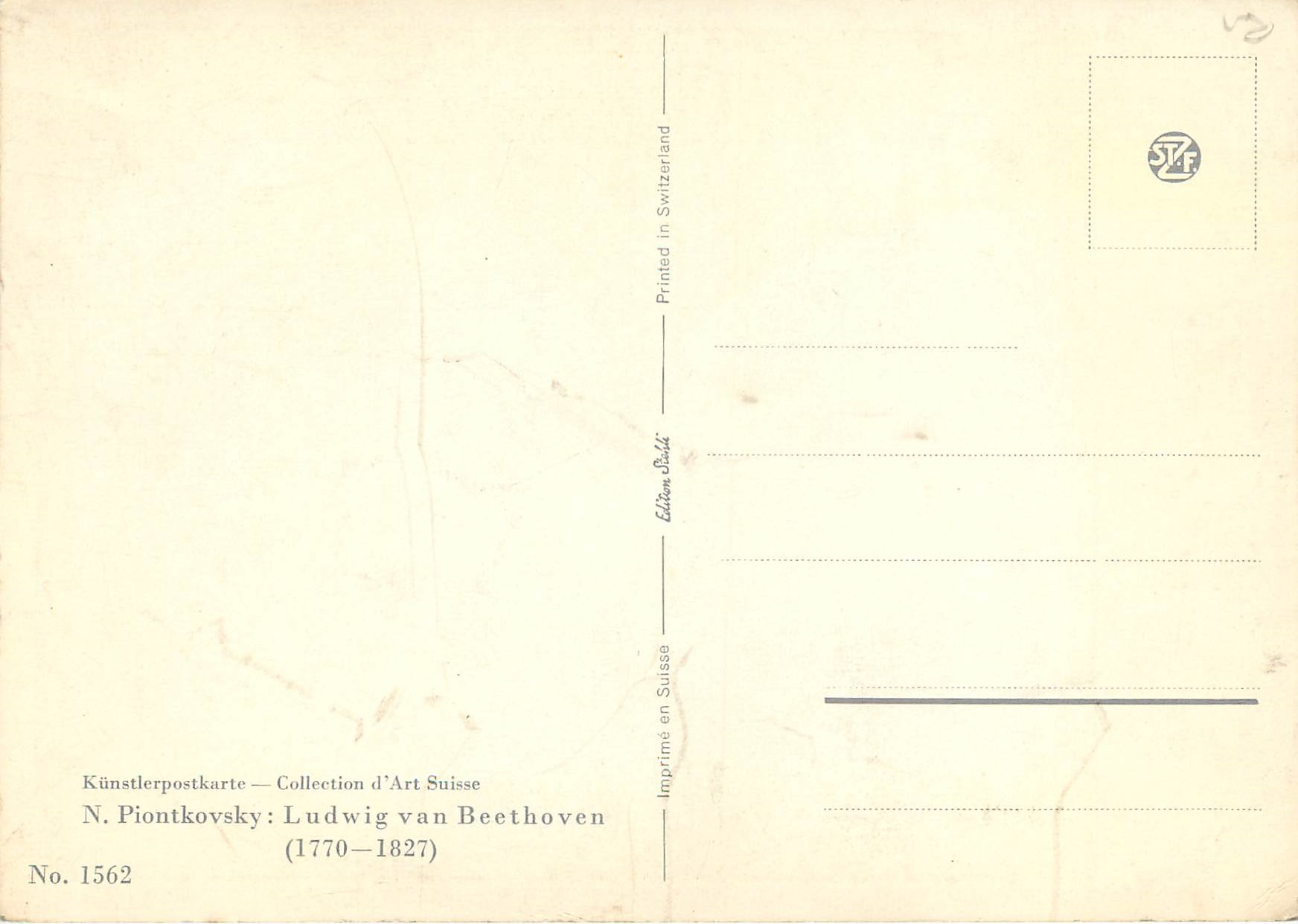 CPM Beethoven Kunstslerpostkarte Collection d Art Suisse N Poinkovsky Ludwig Beethoven — Verso