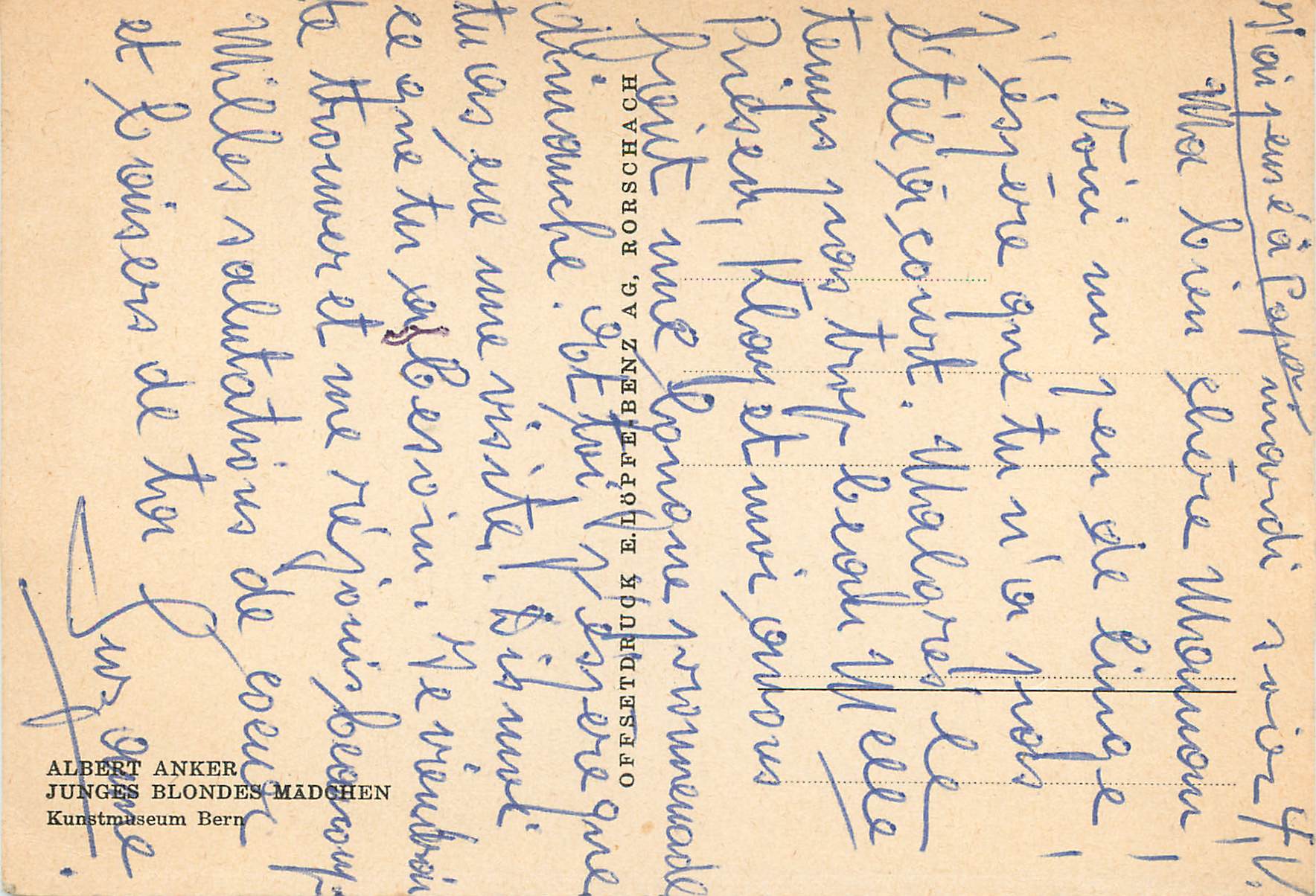 CPM Herzlichen Gluckwunsch zum Muttertag Albert Anker Junges Blondes Madchen Kunstmuseum Bern — Verso