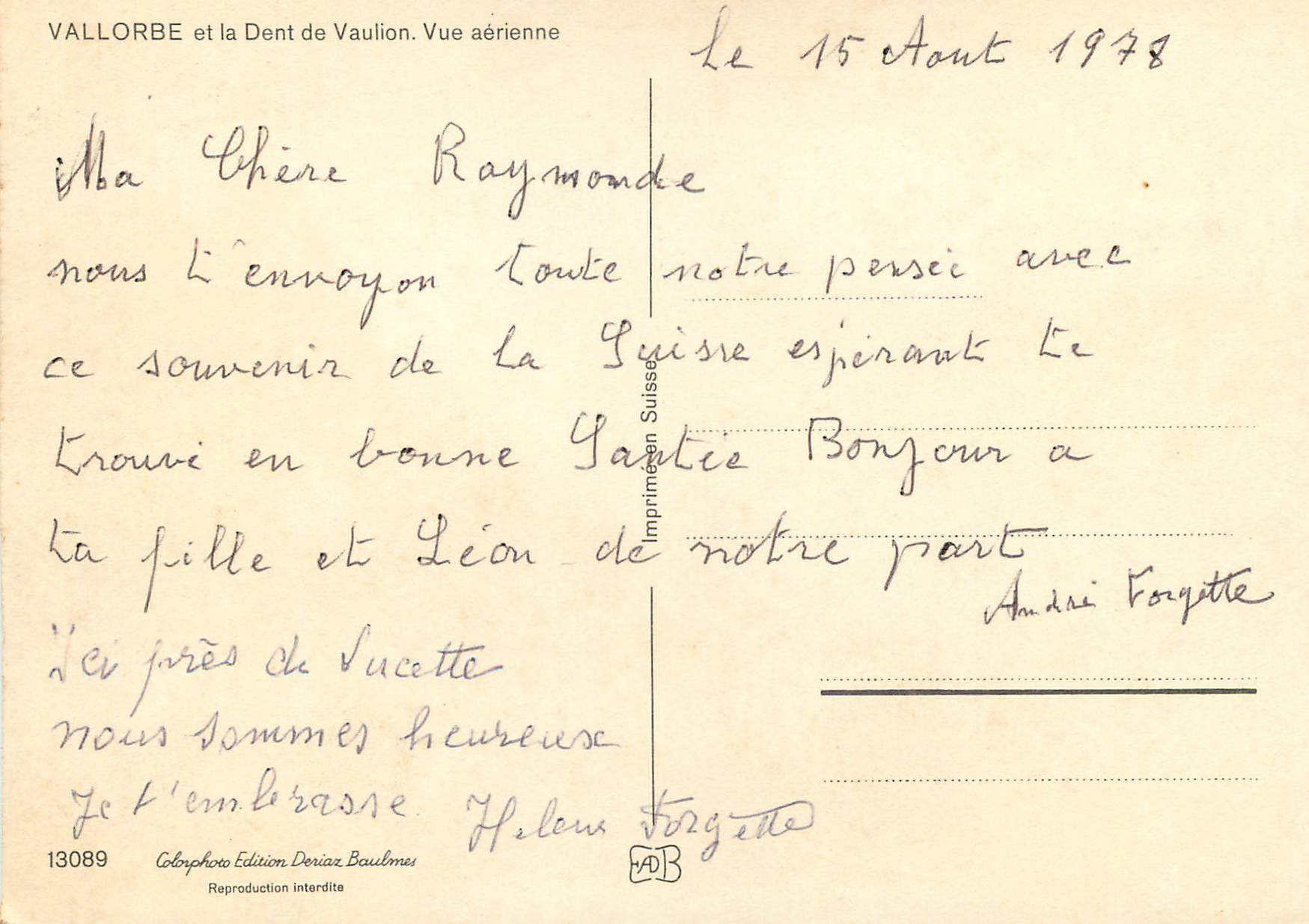CPM Vallorbe et la Dent de Vaulion Vue aerienne — Rückseite