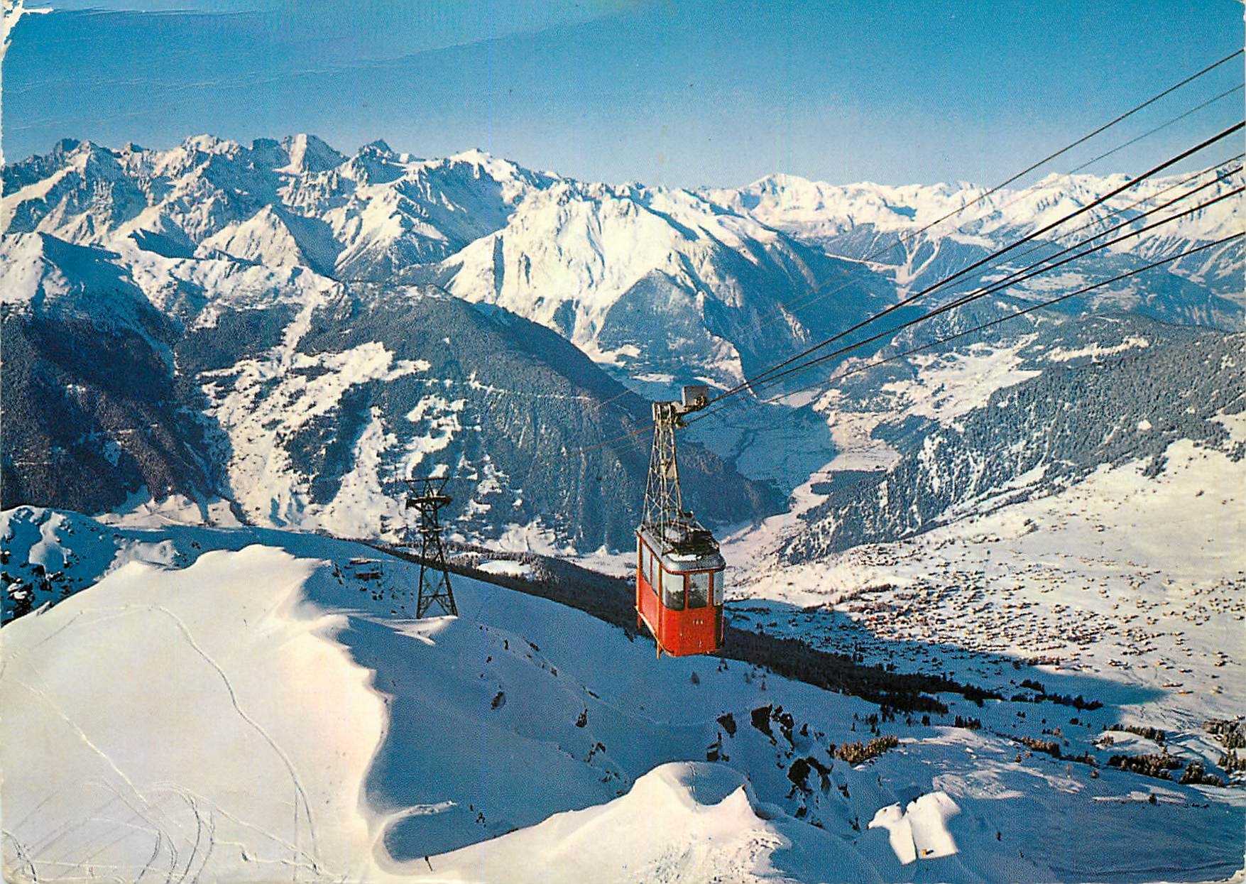 CPM Verbier Teleferique des Attelas et le massif du Mont Blanc Verbier hiver