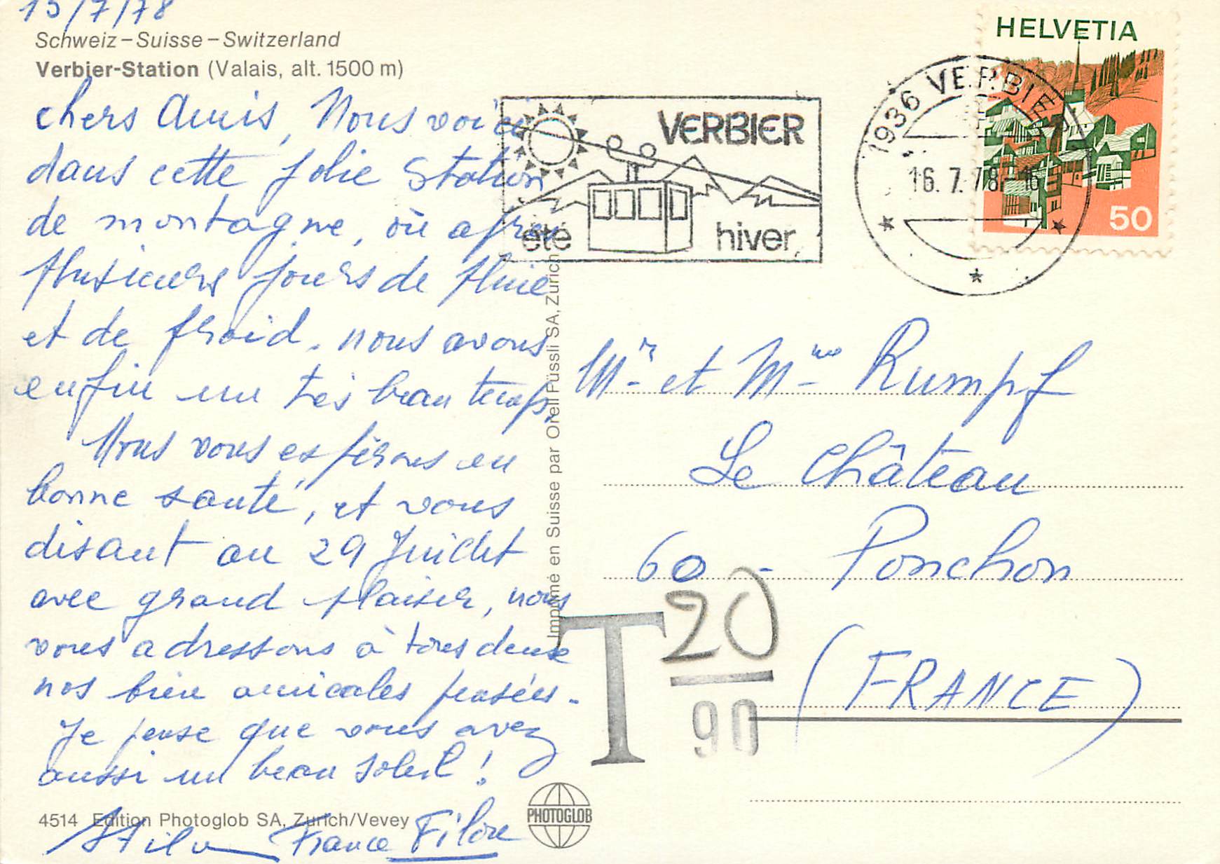 CPM Schweiz Suisse Switzerland Verbier Station Valais — Verso